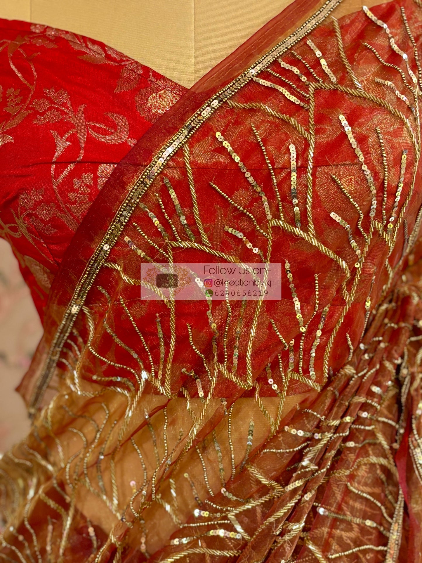 Liquid Gold A Sky full of Stars Saree For Reception kreationbykj