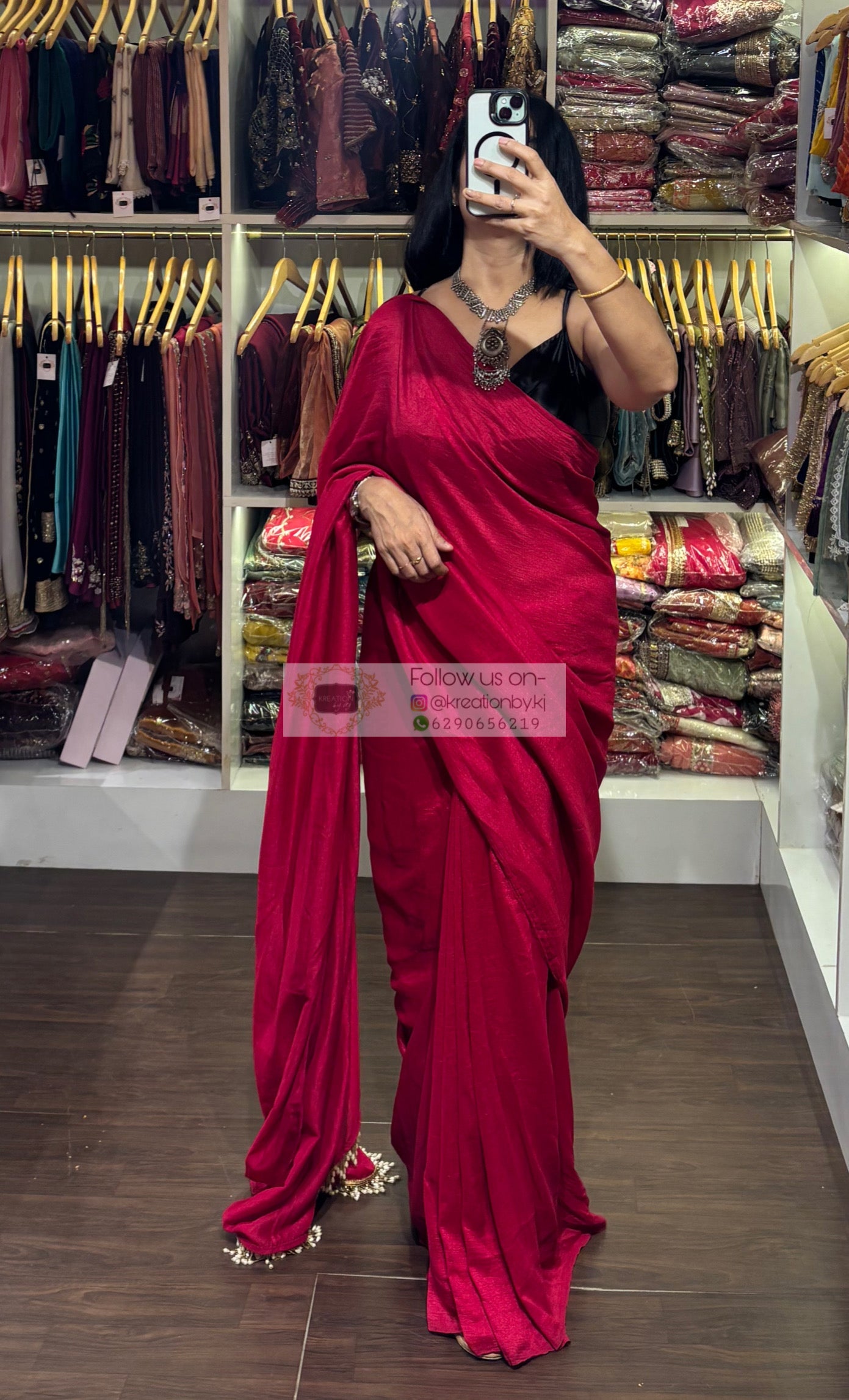 Pink Petunia Saree with Handmade Tassels on Pallu kreationbykj