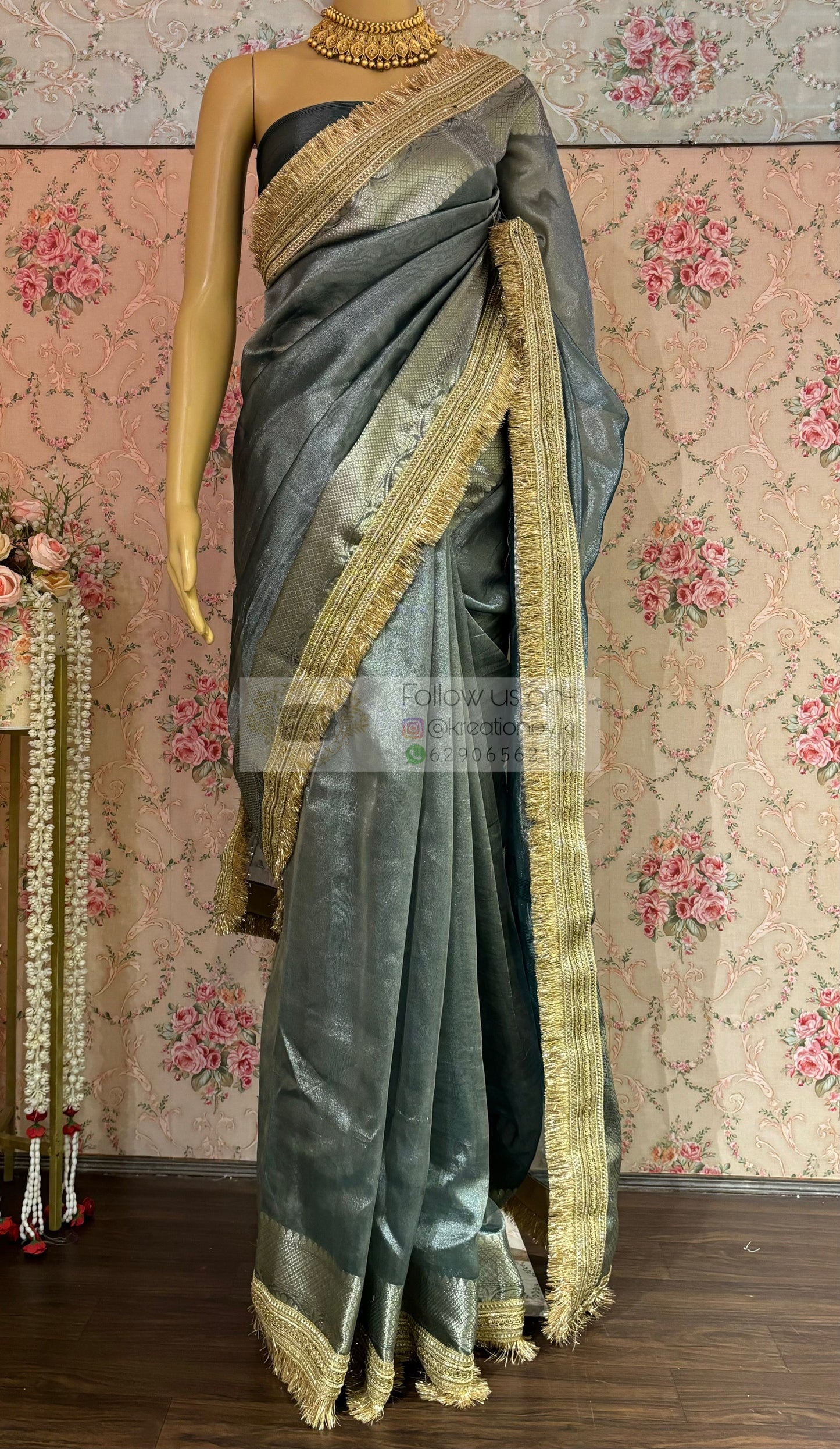 Sage Green Banarasi Banno Saree kreationbykj