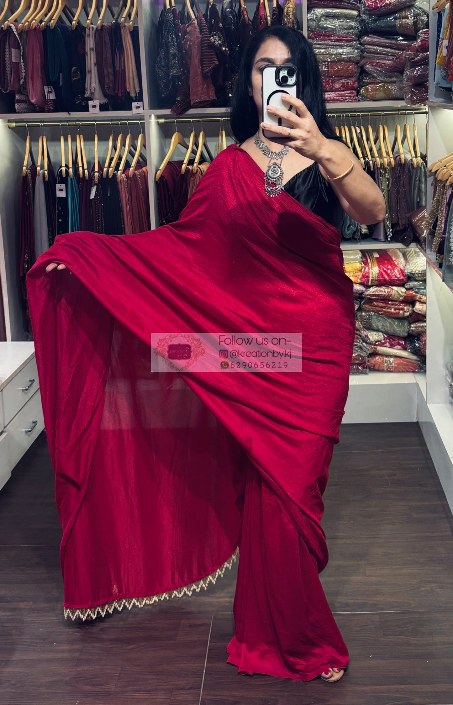 Pink Petunia Saree with Handmade Tassels on Pallu kreationbykj
