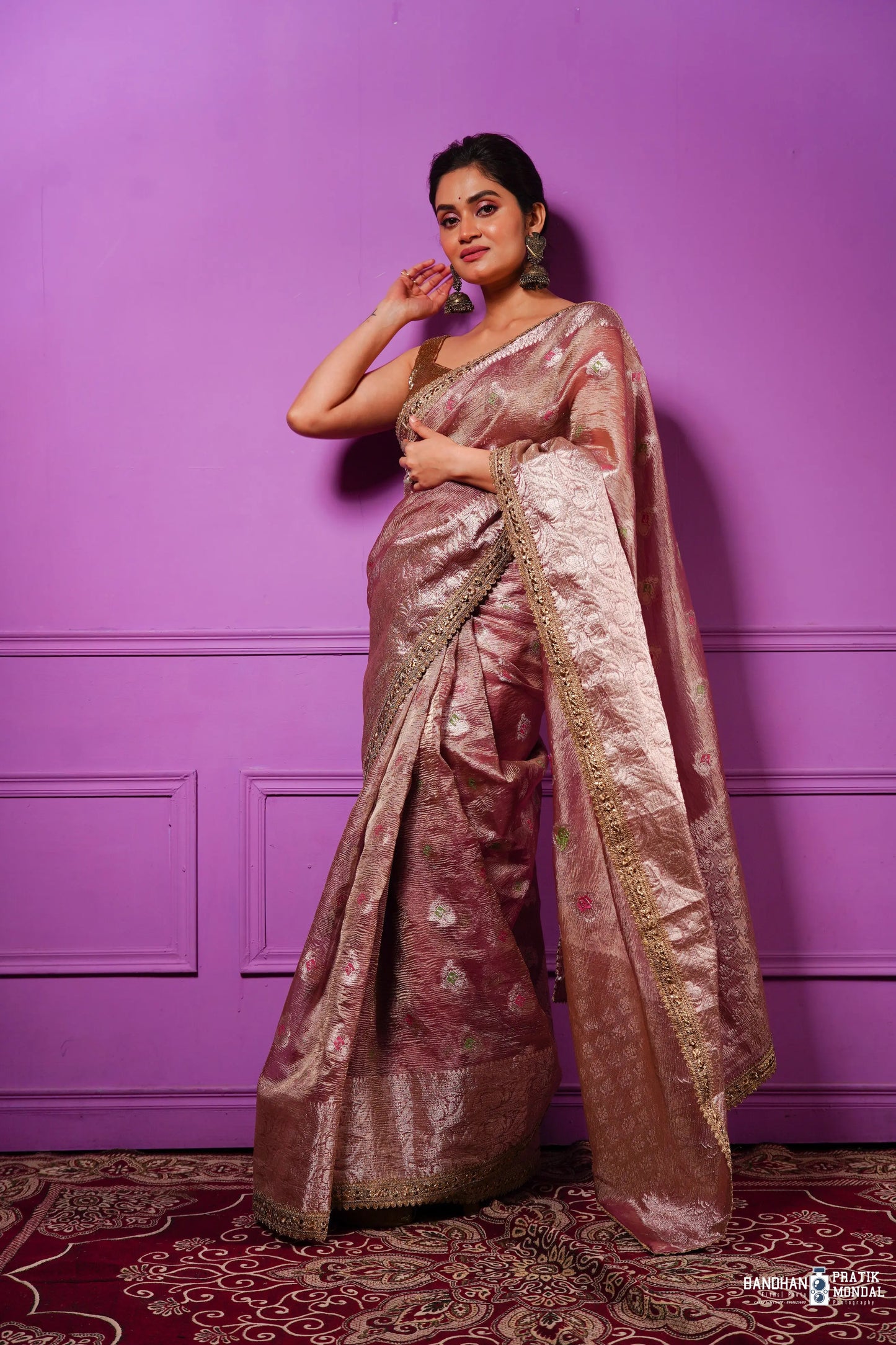 Lilac Designer Tissue Silk Banarasi Saree kreationbykj