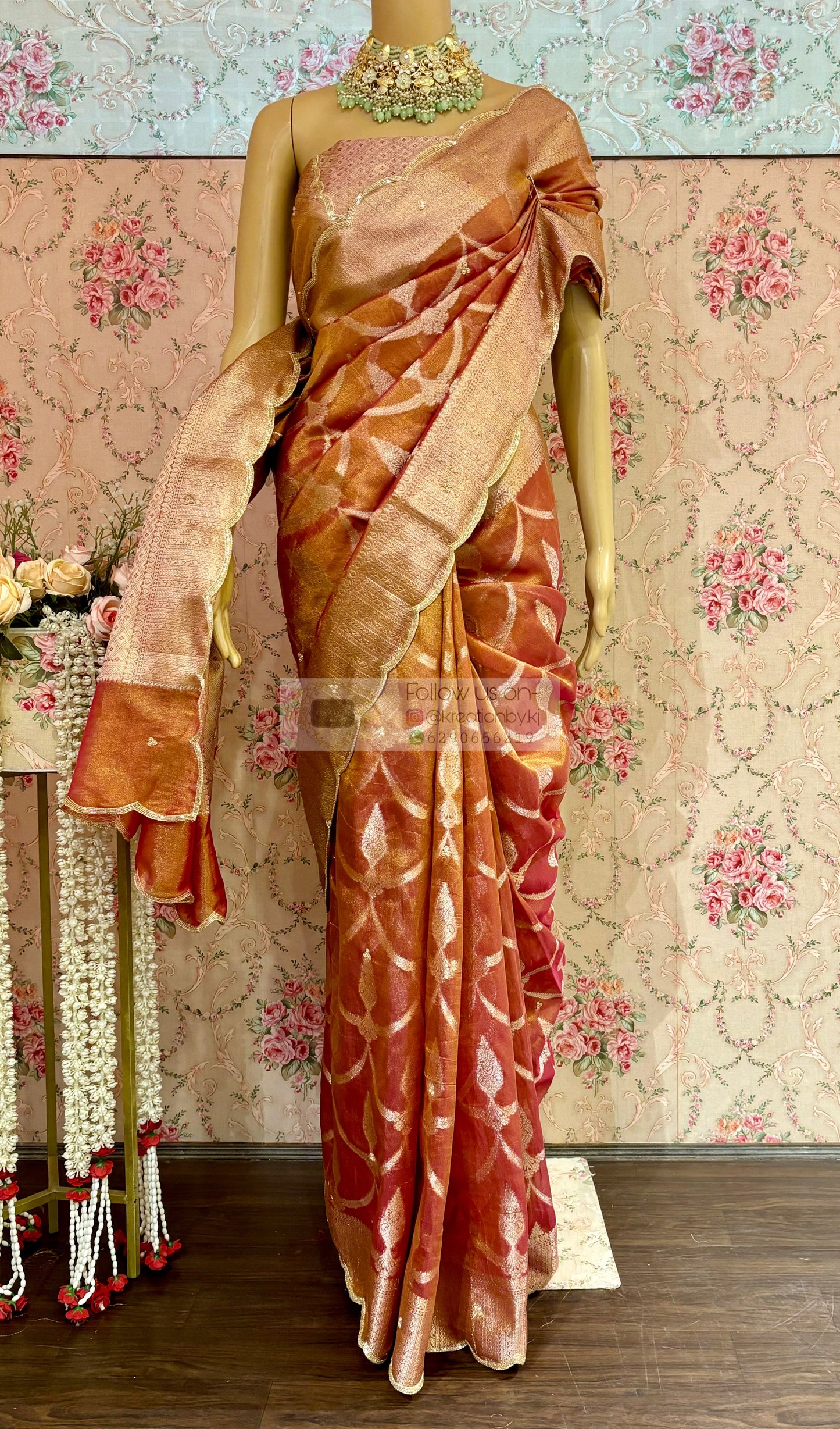 Pink Banarasi Tissue Piyali Saree For Wedding kreationbykj