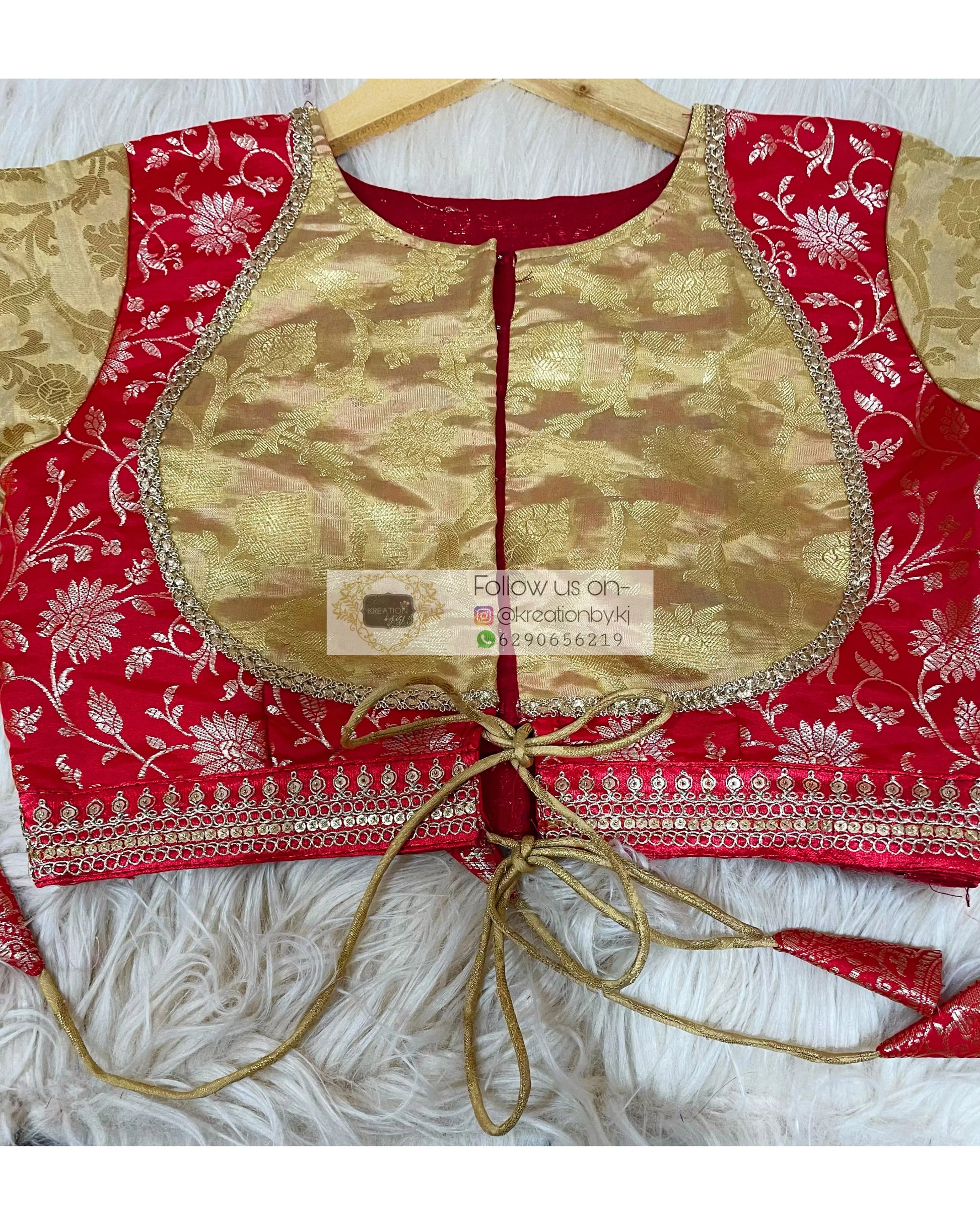 Red Golden Darbari Cut Blouse Koti Style kreationbykj