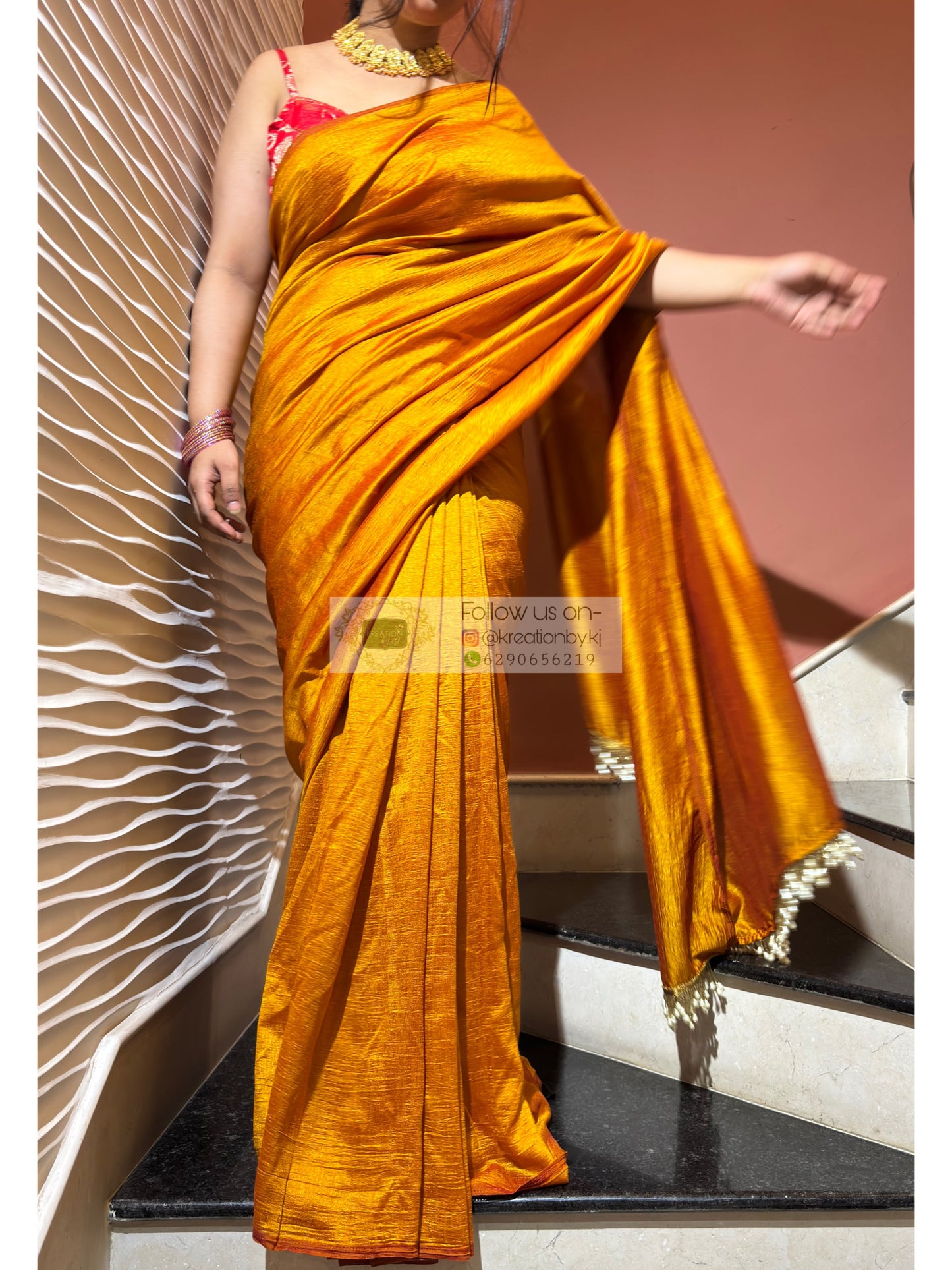 Mustard Yellow Soft Saree kreationbykj