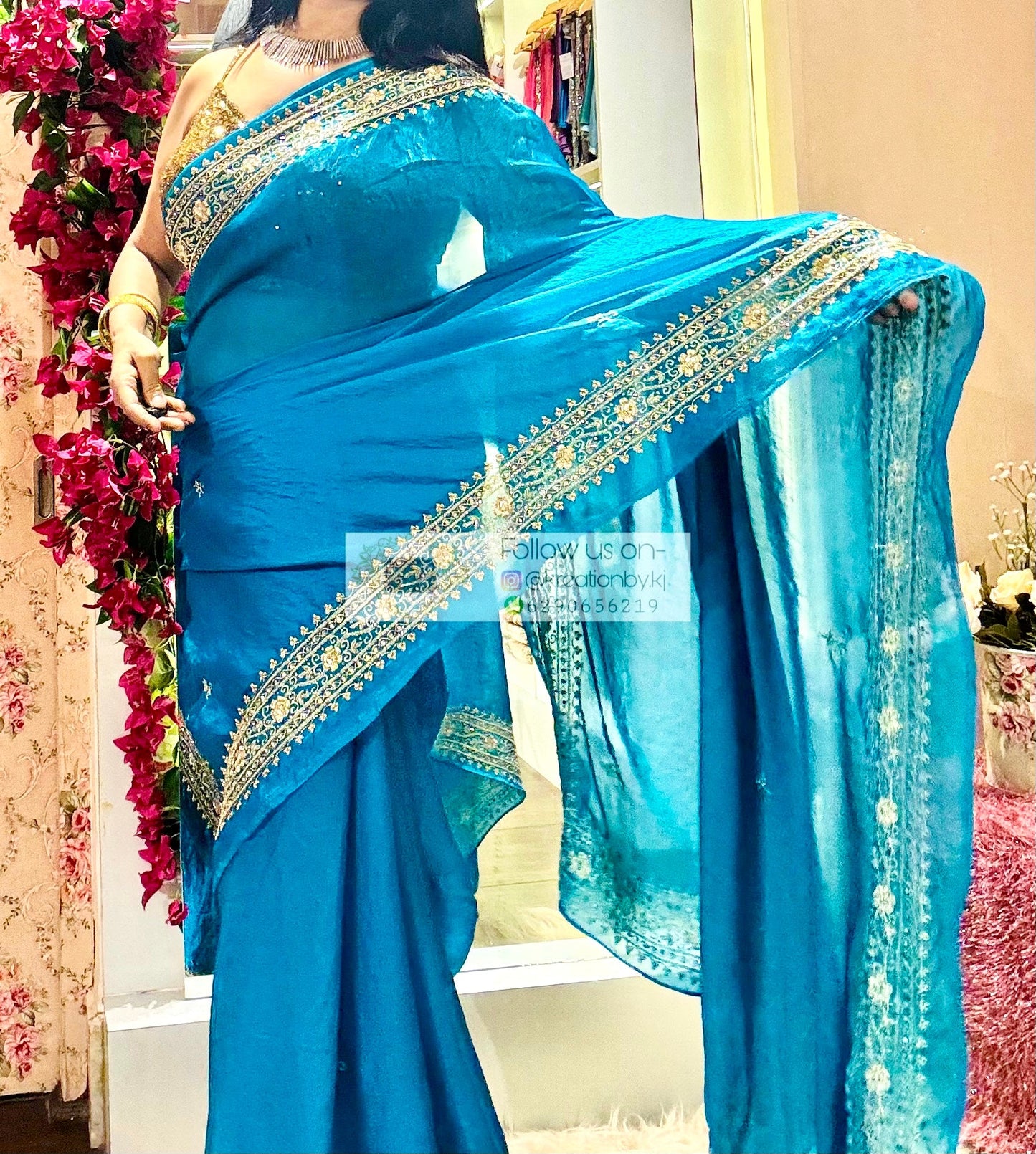 Persian Blue Zarina Saree kreationbykj