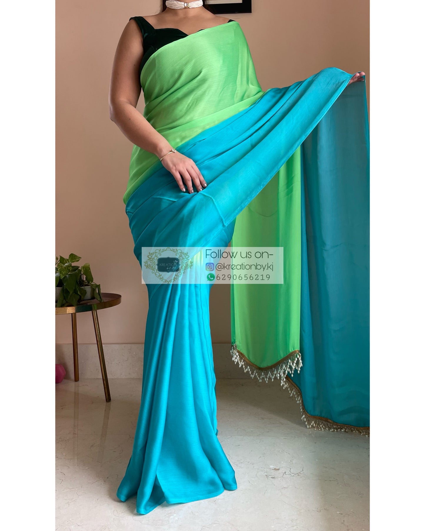 Mojito Ombré Chinnon Saree kreationbykj