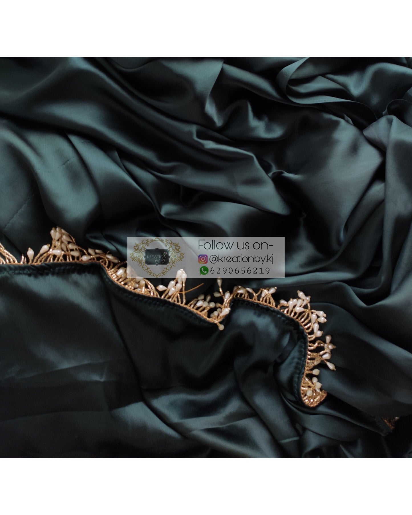 Dark Blackish Green Satin Silk Cocktail Saree kreationbykj