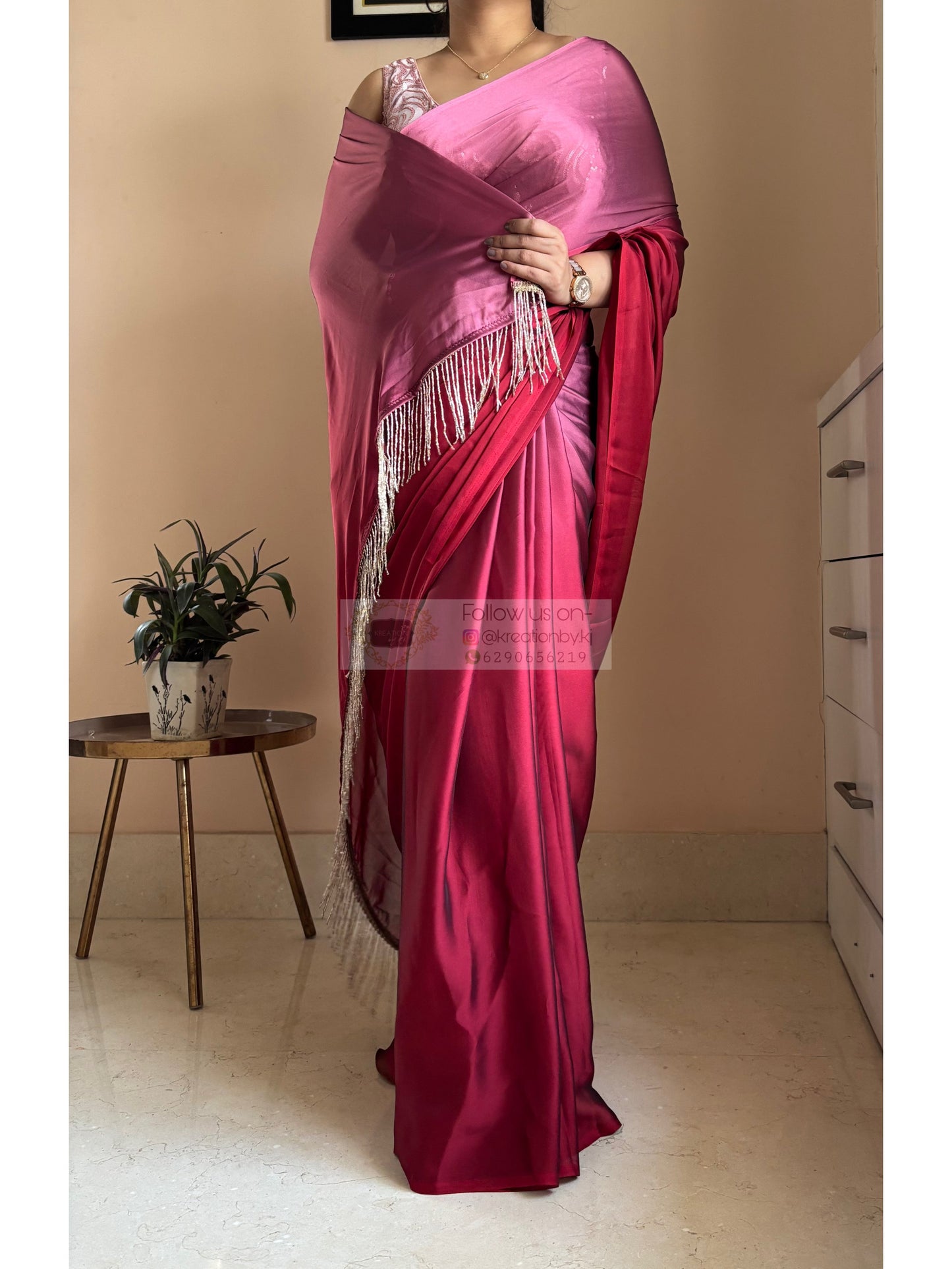 Merlot Ombre Georgette Cocktails Saree