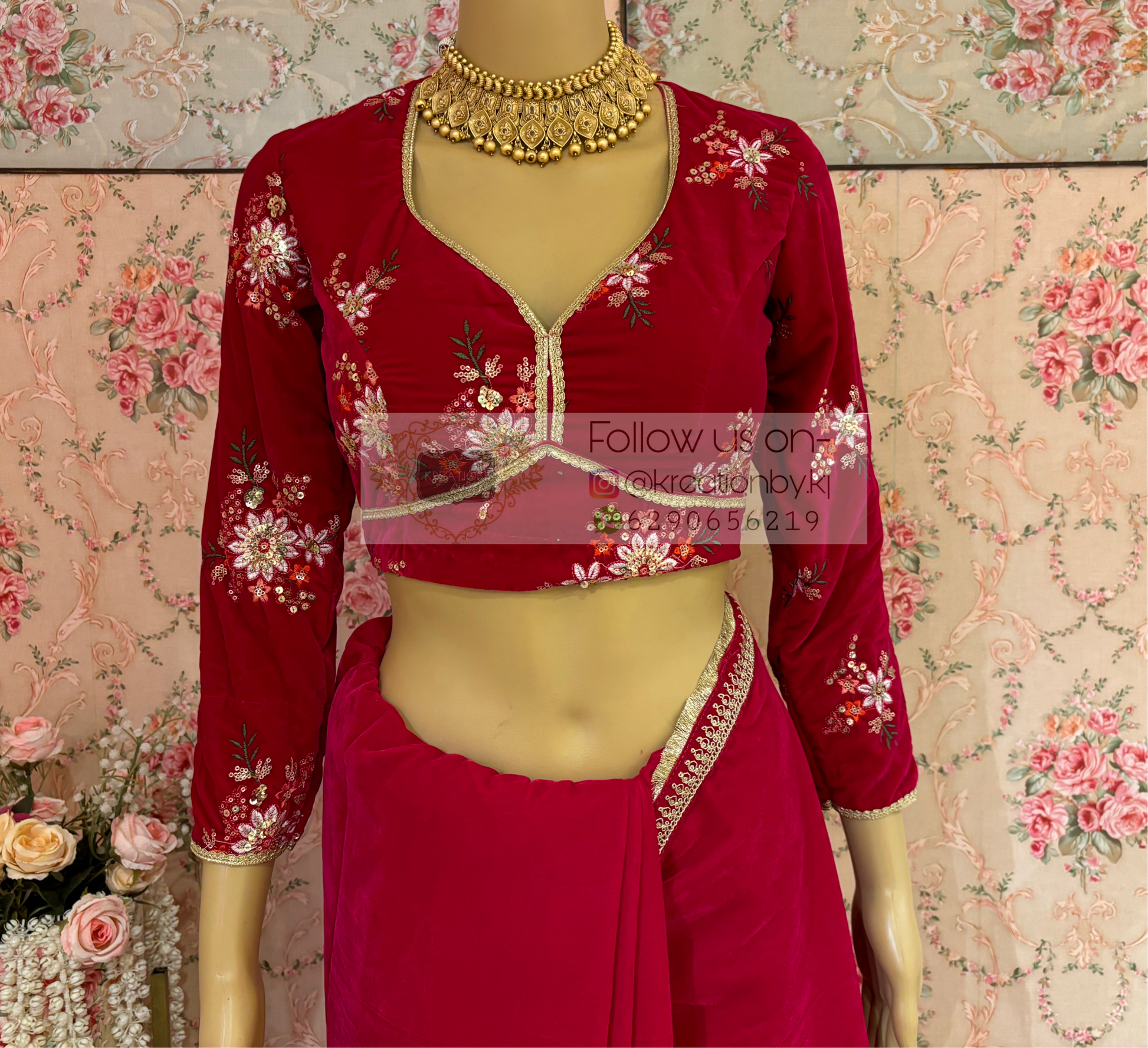 Rani Velvet Long Sleeve Blouse kreationbykj