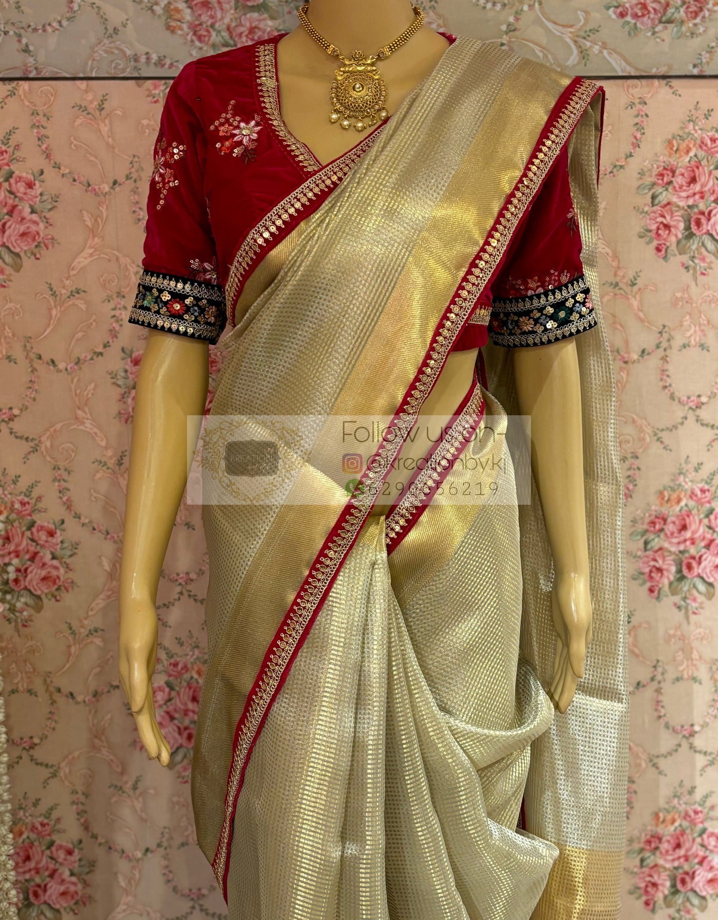 Shubho Designer Tissue Banarsi Saree For Durga Puja kreationbykj