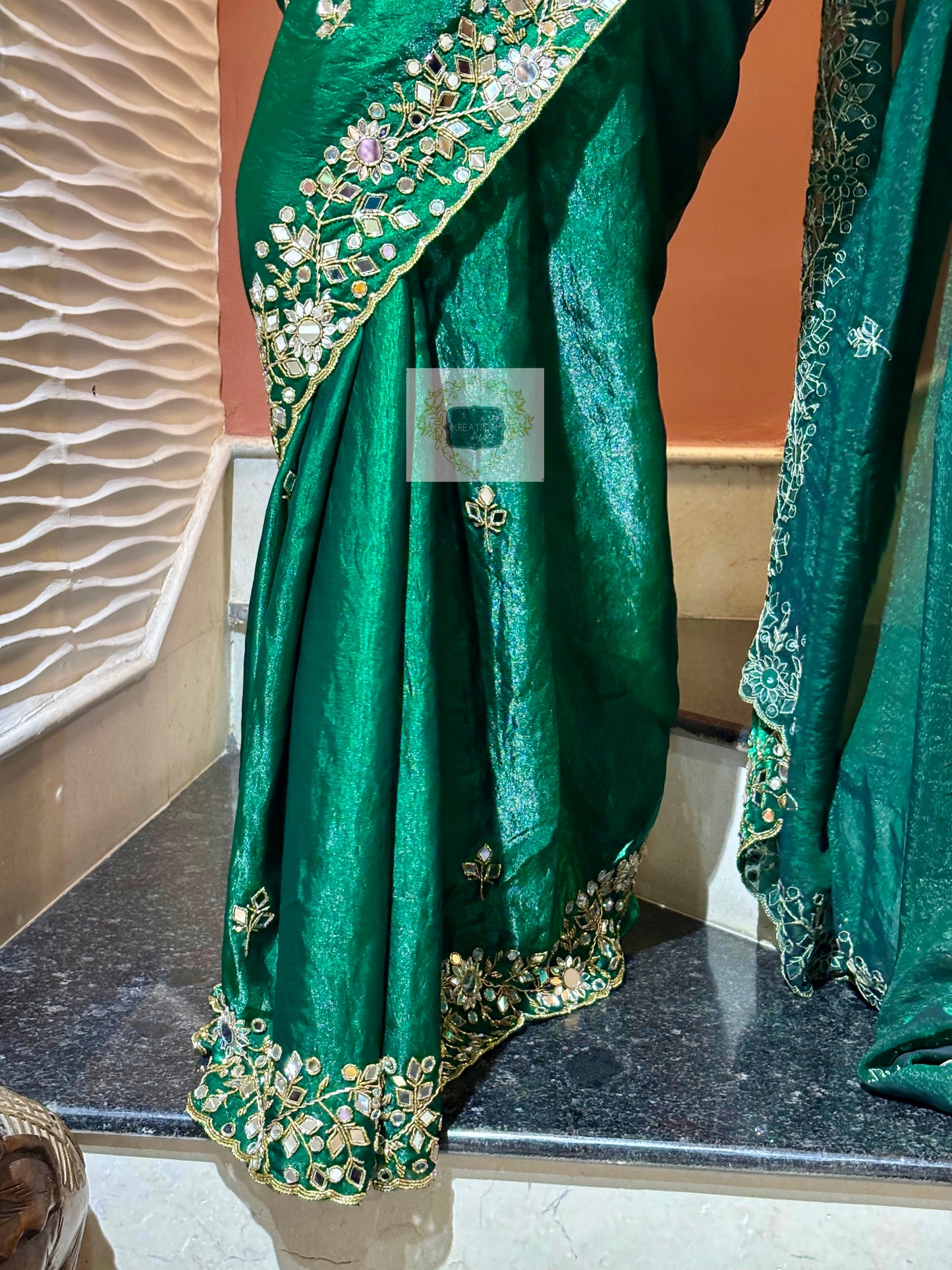 Forest Green Sheesh Mahal Saree
