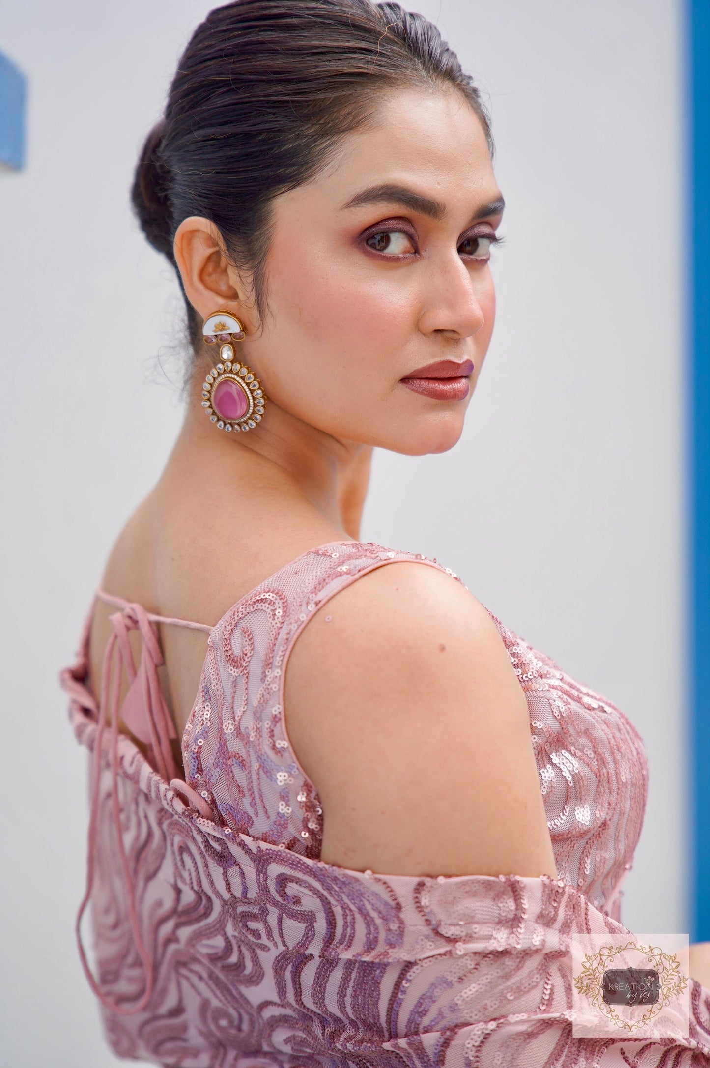 Rose Gold Tides by The Sea Sequins Saree