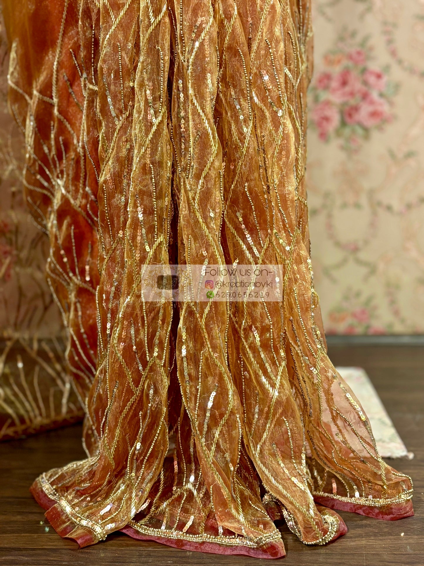 Liquid Gold A Sky full of Stars Saree For Reception kreationbykj