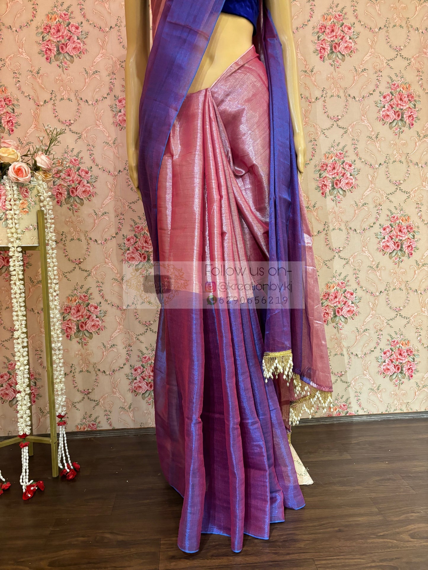 Pink Orchid Two in One Tissue Saree kreationbykj