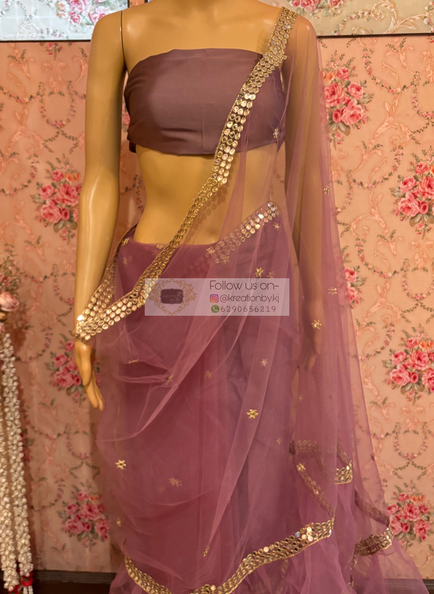 Heather Net Ruffles Saree kreationbykj