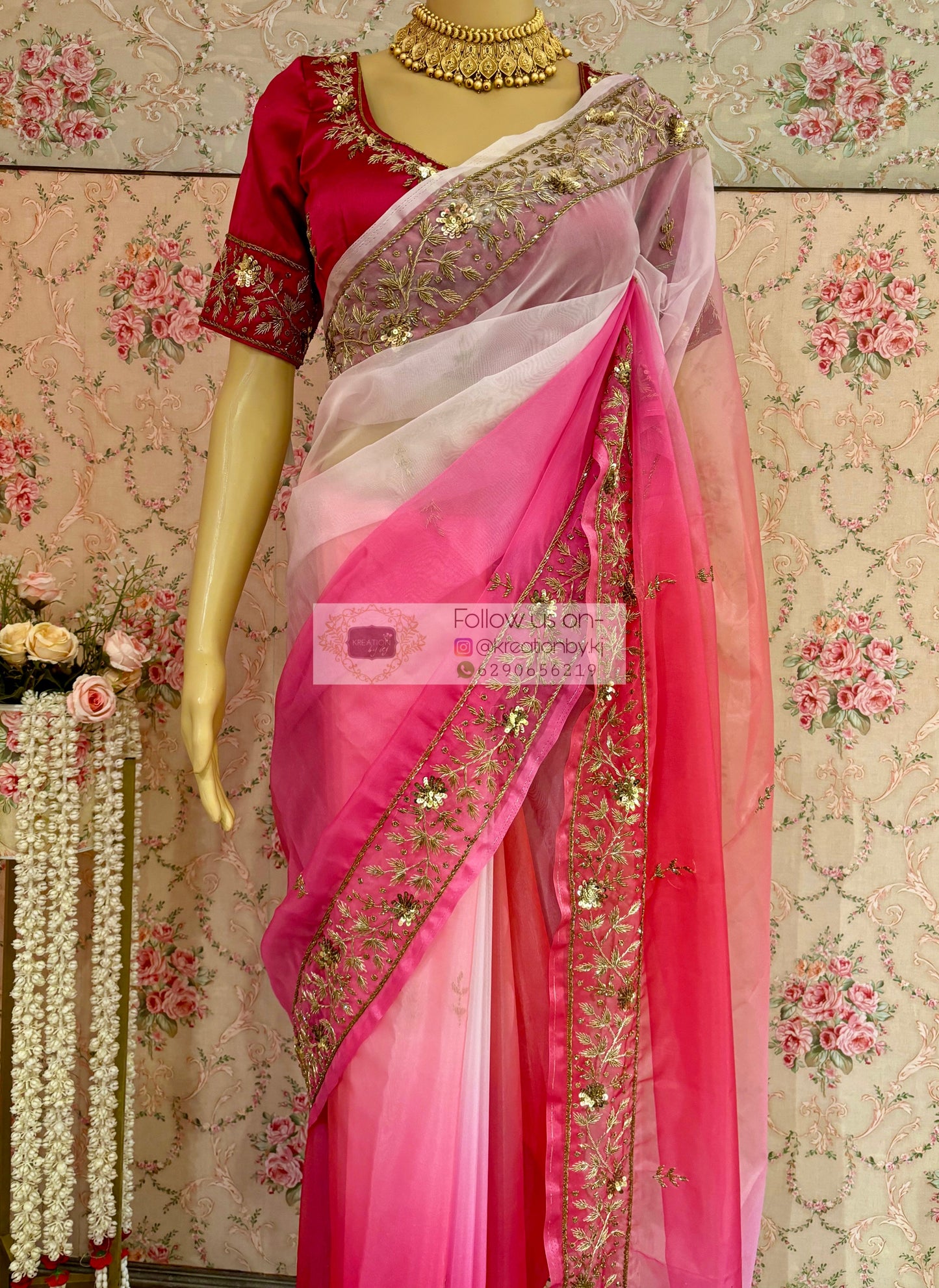Gulabi Ombré Anaya Saree kreationbykj