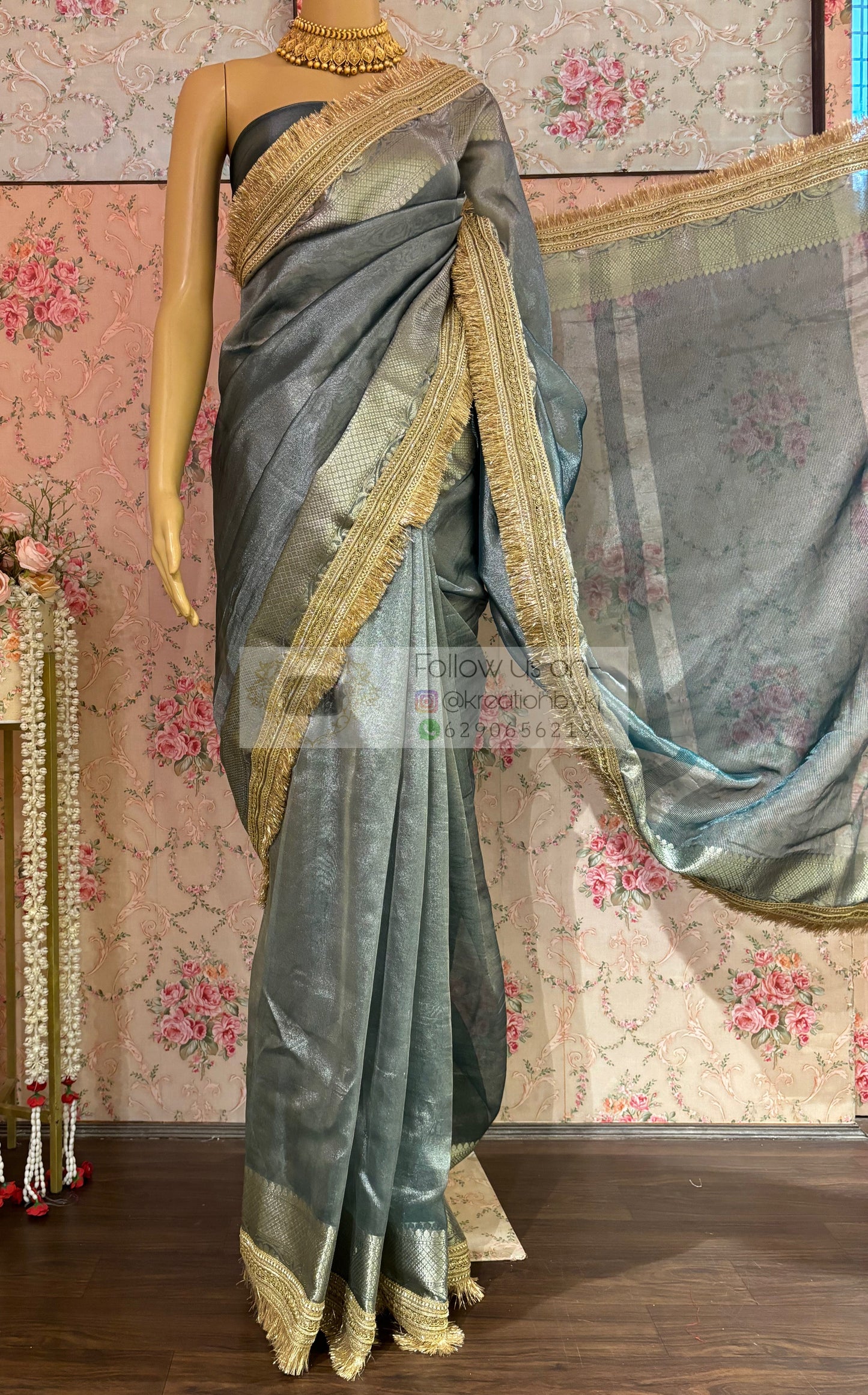 Sage Green Banarasi Banno Saree kreationbykj