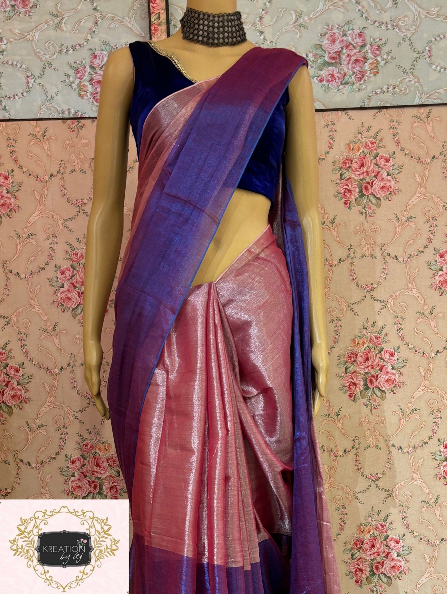 Pink Orchid Two in One Tissue Saree kreationbykj