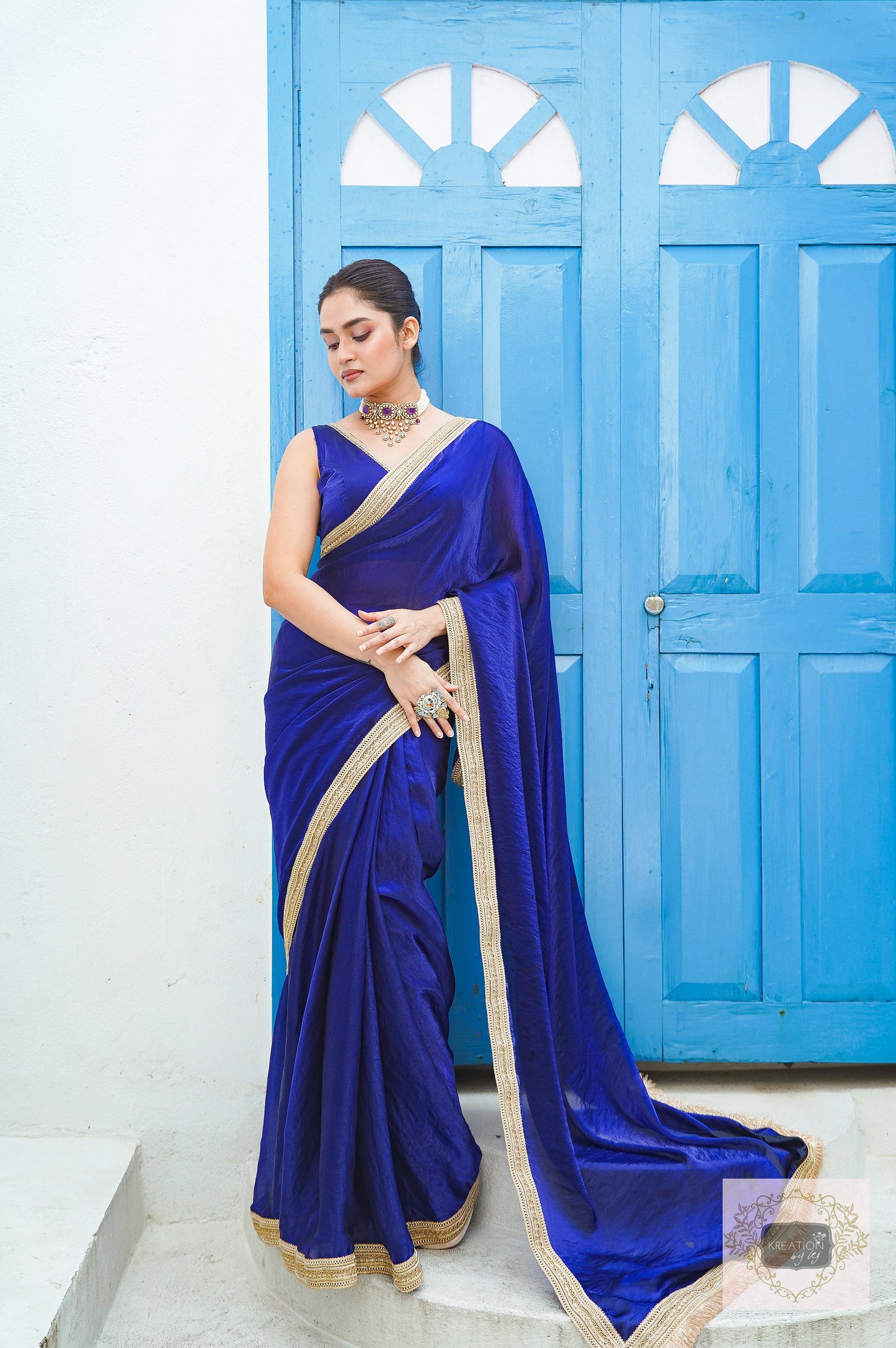 Azure Oia Cocktail Saree kreationbykj