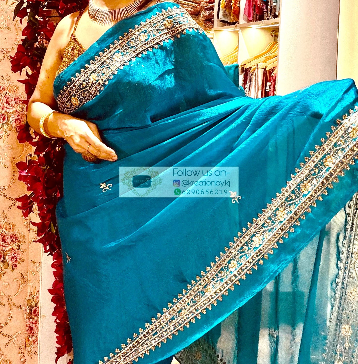 Persian Blue Zarina Saree kreationbykj