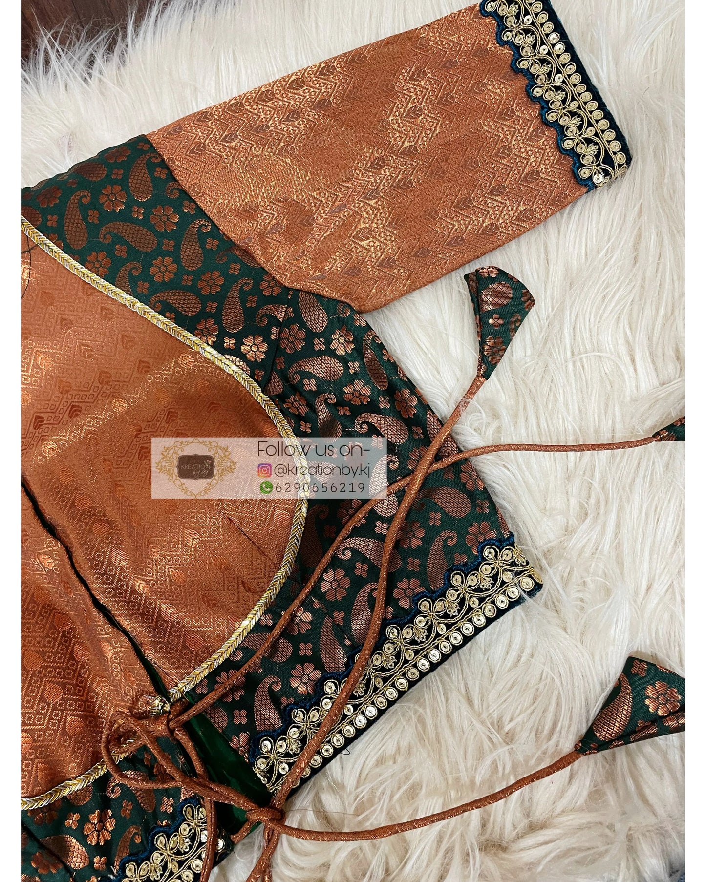 Copper Bottle Green Darbari Cut Blouse Koti Style kreationbykj