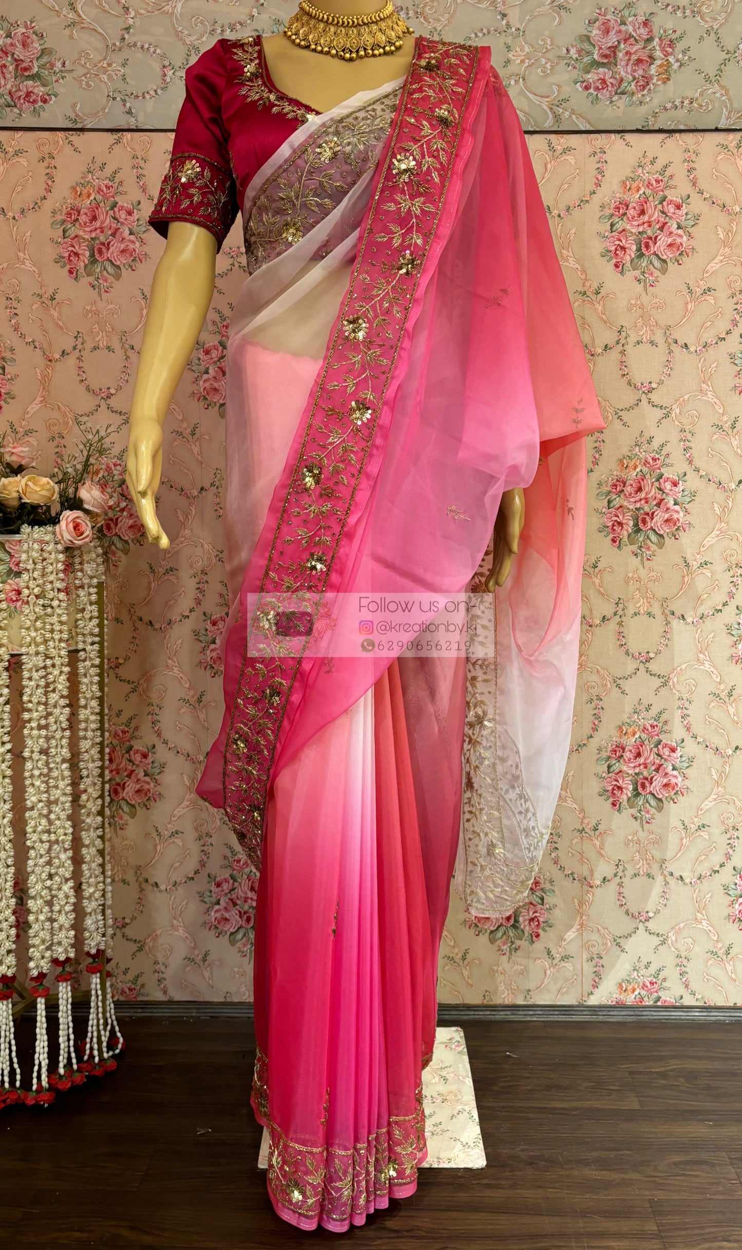 Gulabi Ombré Anaya Saree kreationbykj