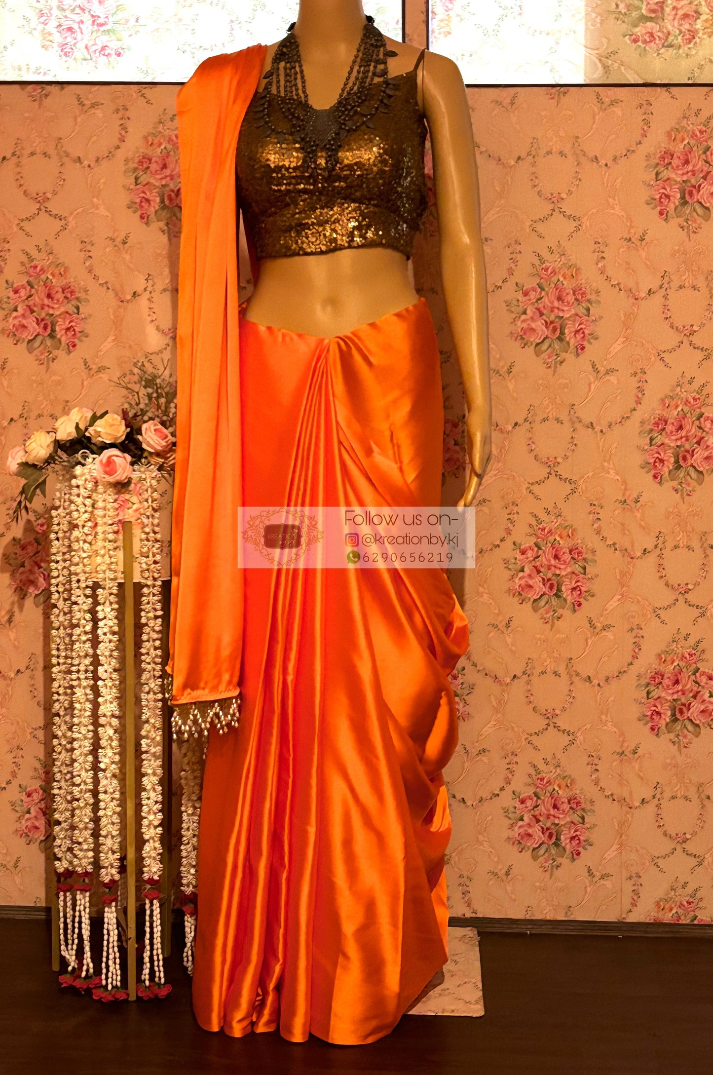 Komola Satin Silk Saree with Handmade Tassels on Pallu kreationbykj