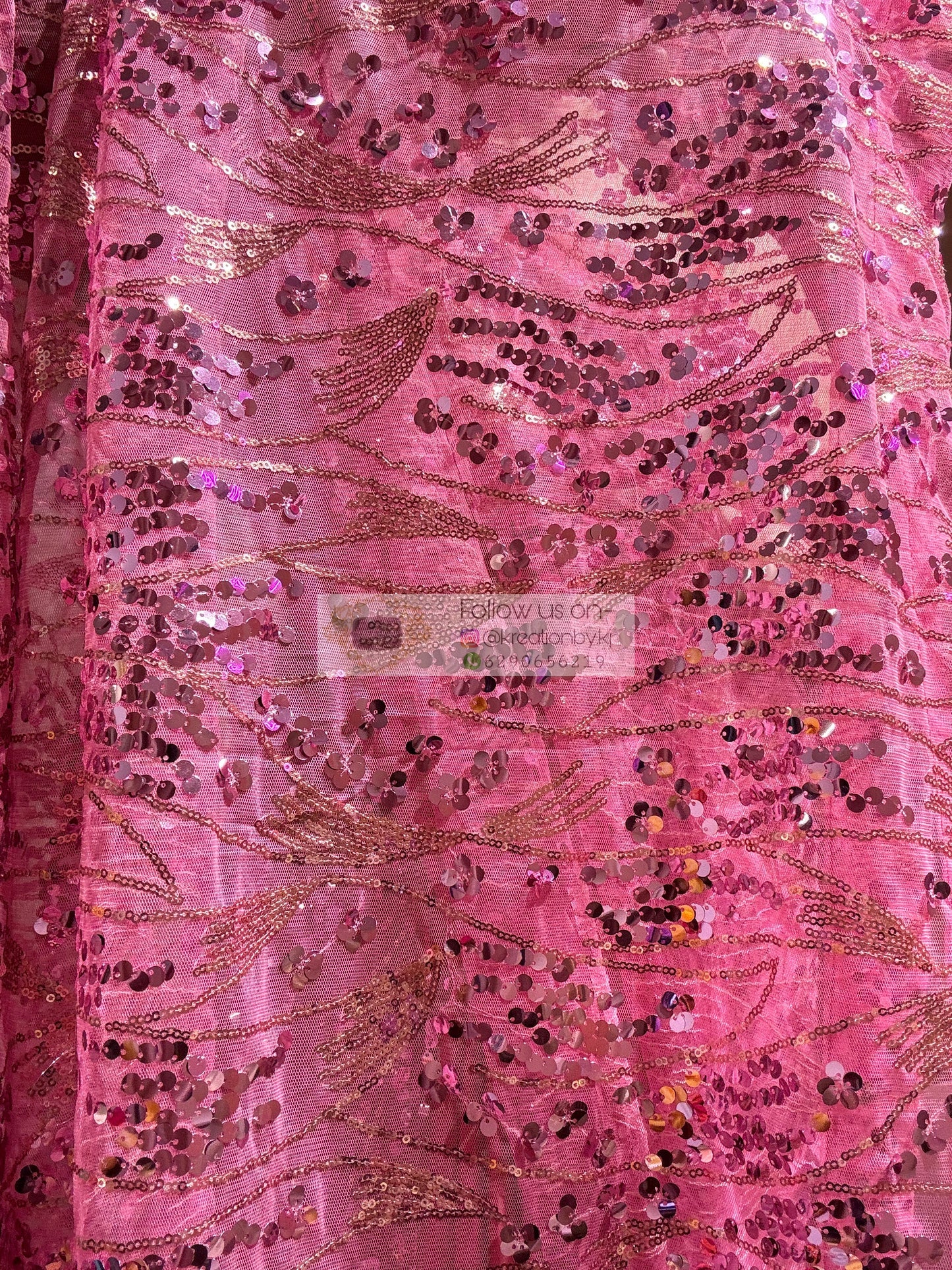 Pink Mermaid Sequin Partywear Saree kreationbykj