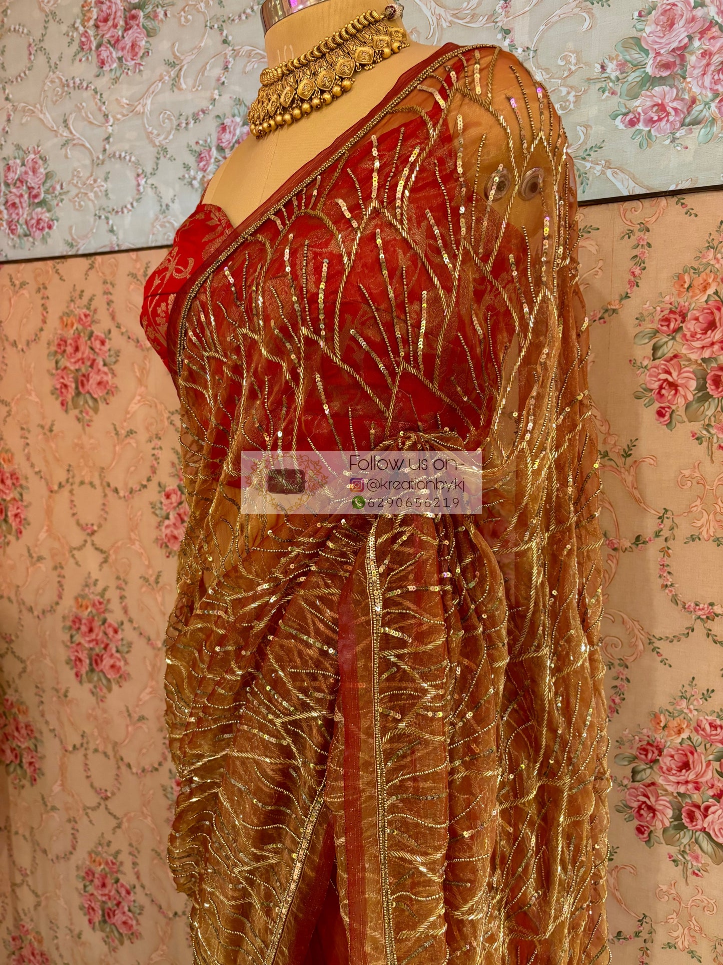 Liquid Gold A Sky full of Stars Saree For Reception kreationbykj
