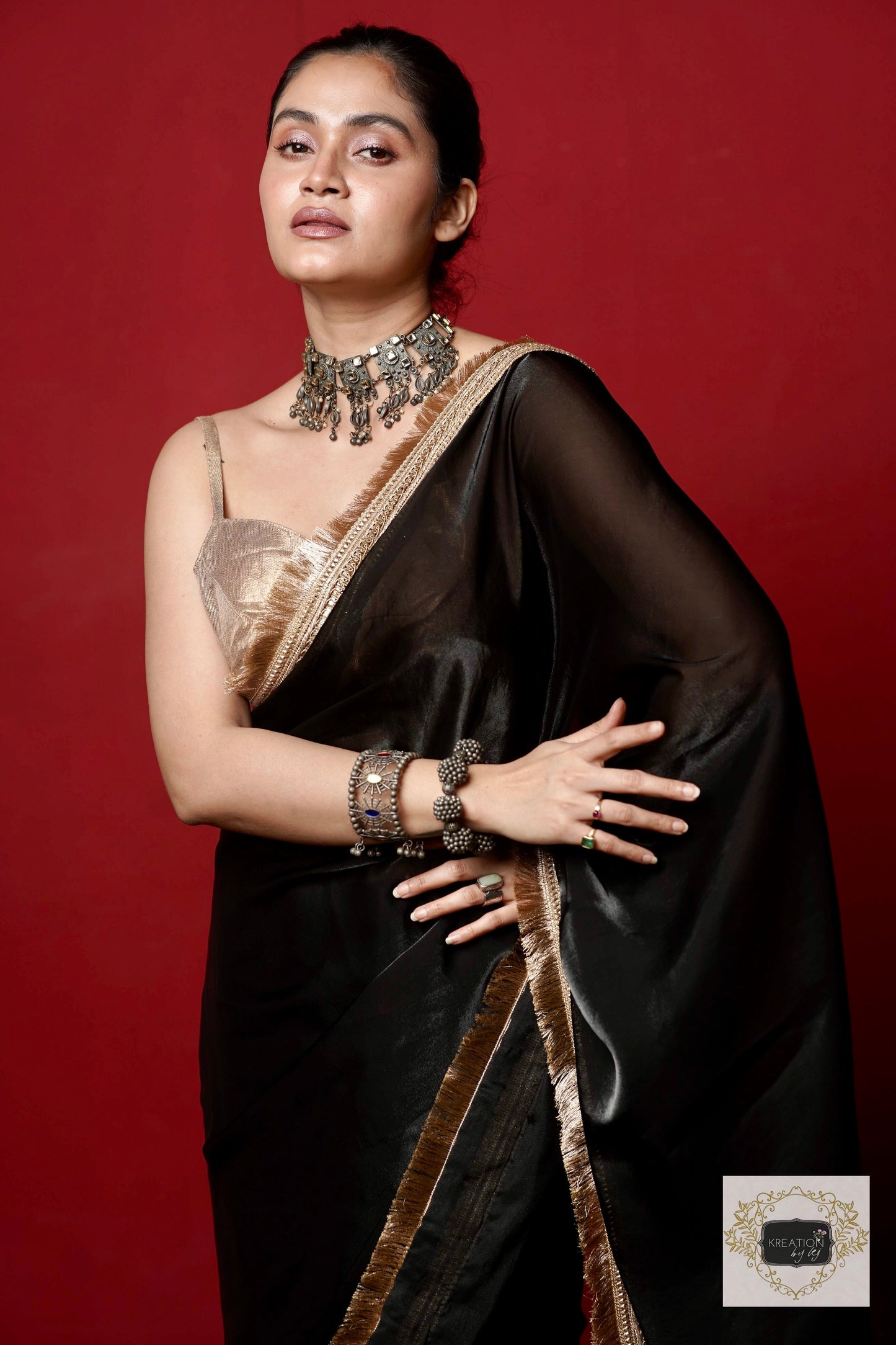 Black Banno Saree kreationbykj