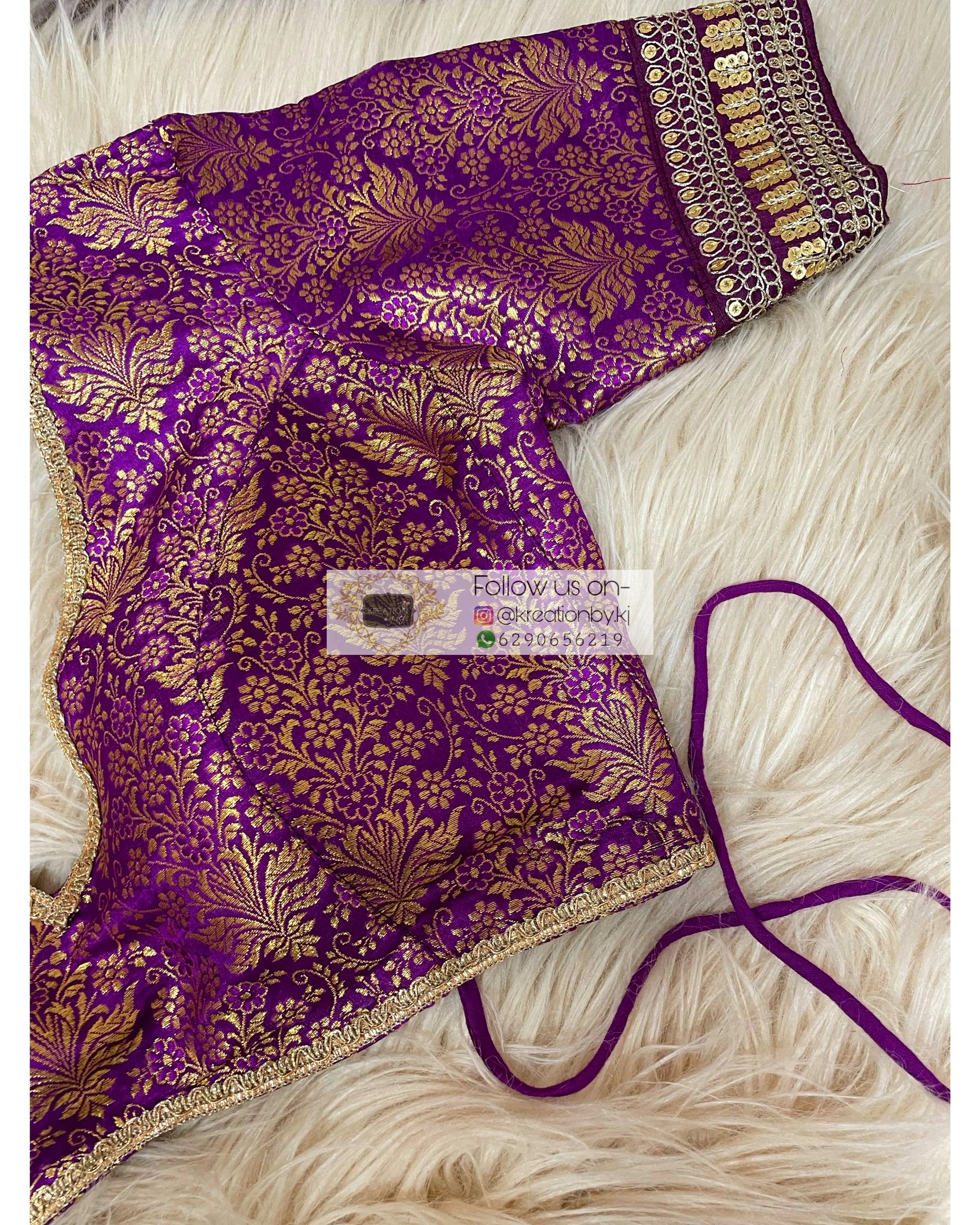 Purple Brocade Choli Blouse kreationbykj