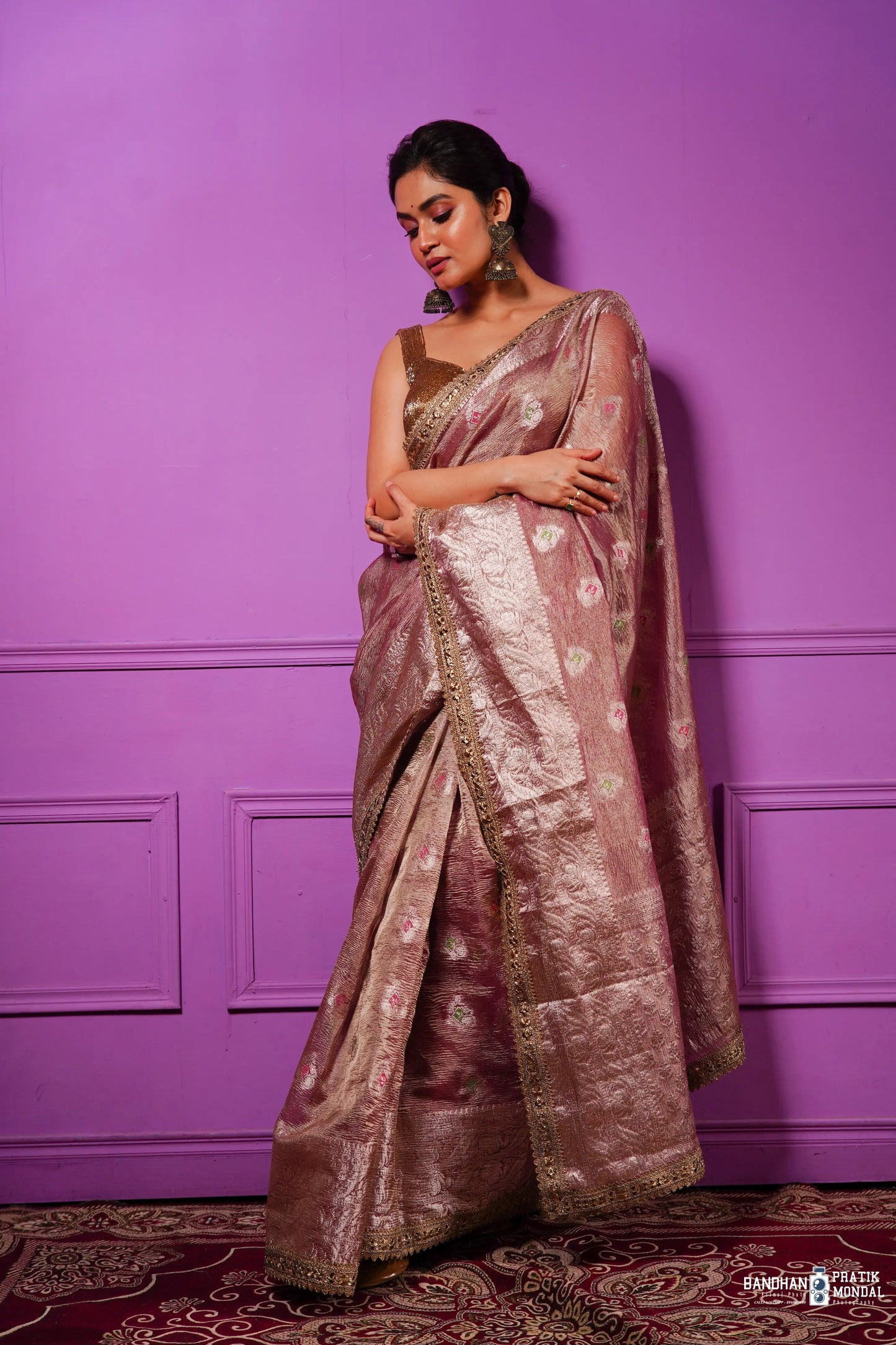 Lilac Designer Tissue Silk Banarasi Saree kreationbykj