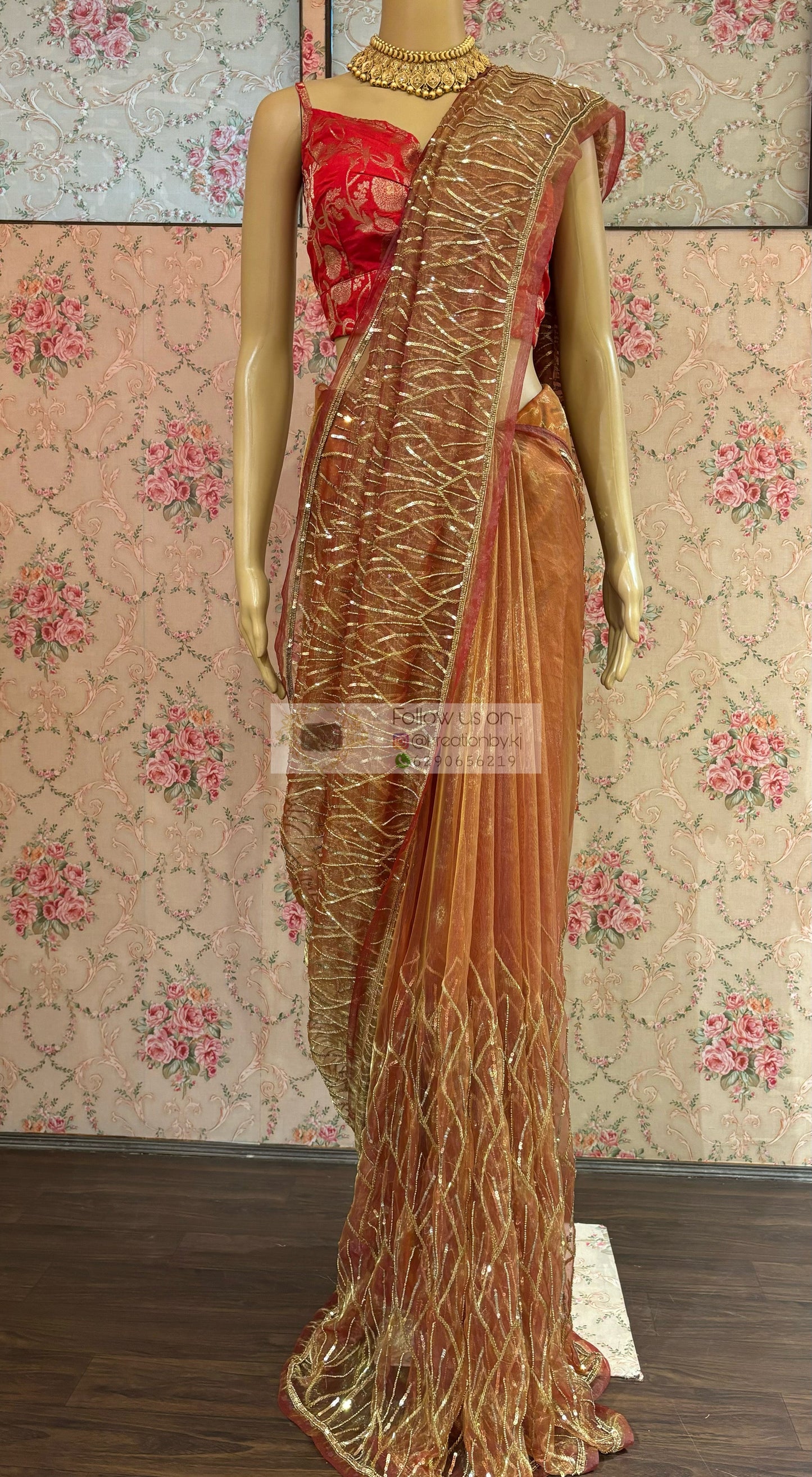 Liquid Gold A Sky full of Stars Saree For Reception kreationbykj