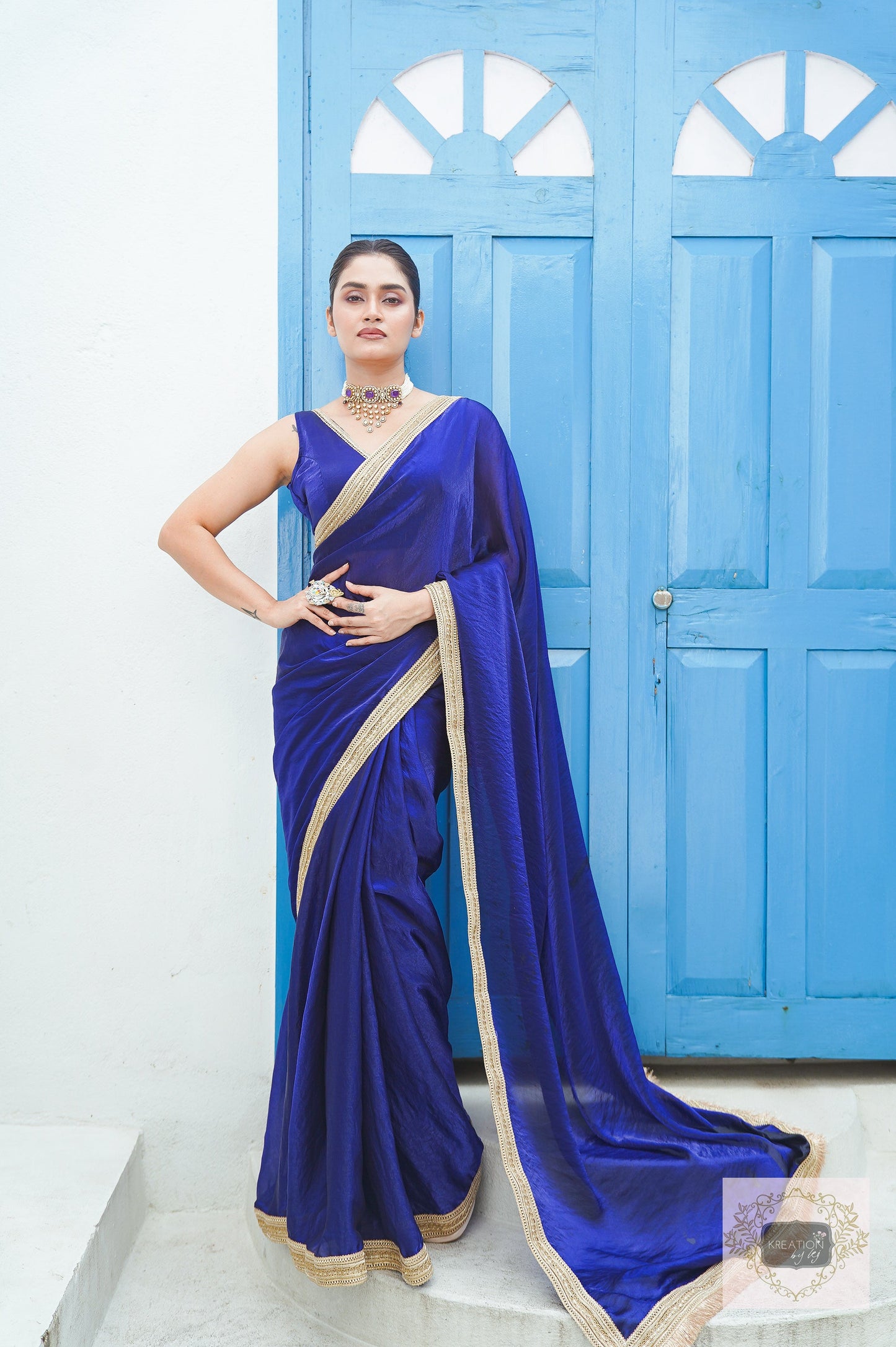 Azure Oia Cocktail Saree kreationbykj