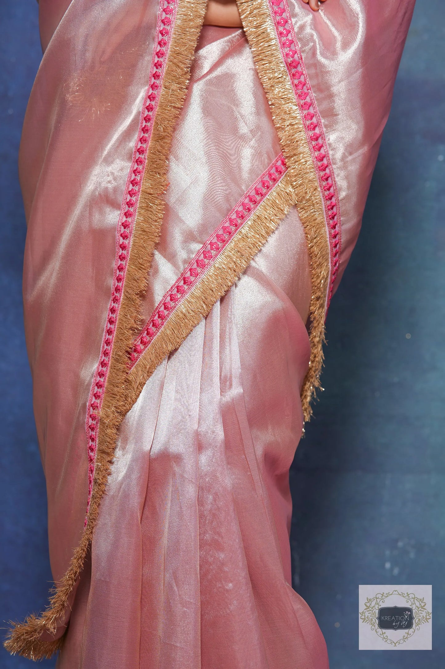Pink Tissue Banno Saree for Festive Look kreationbykj