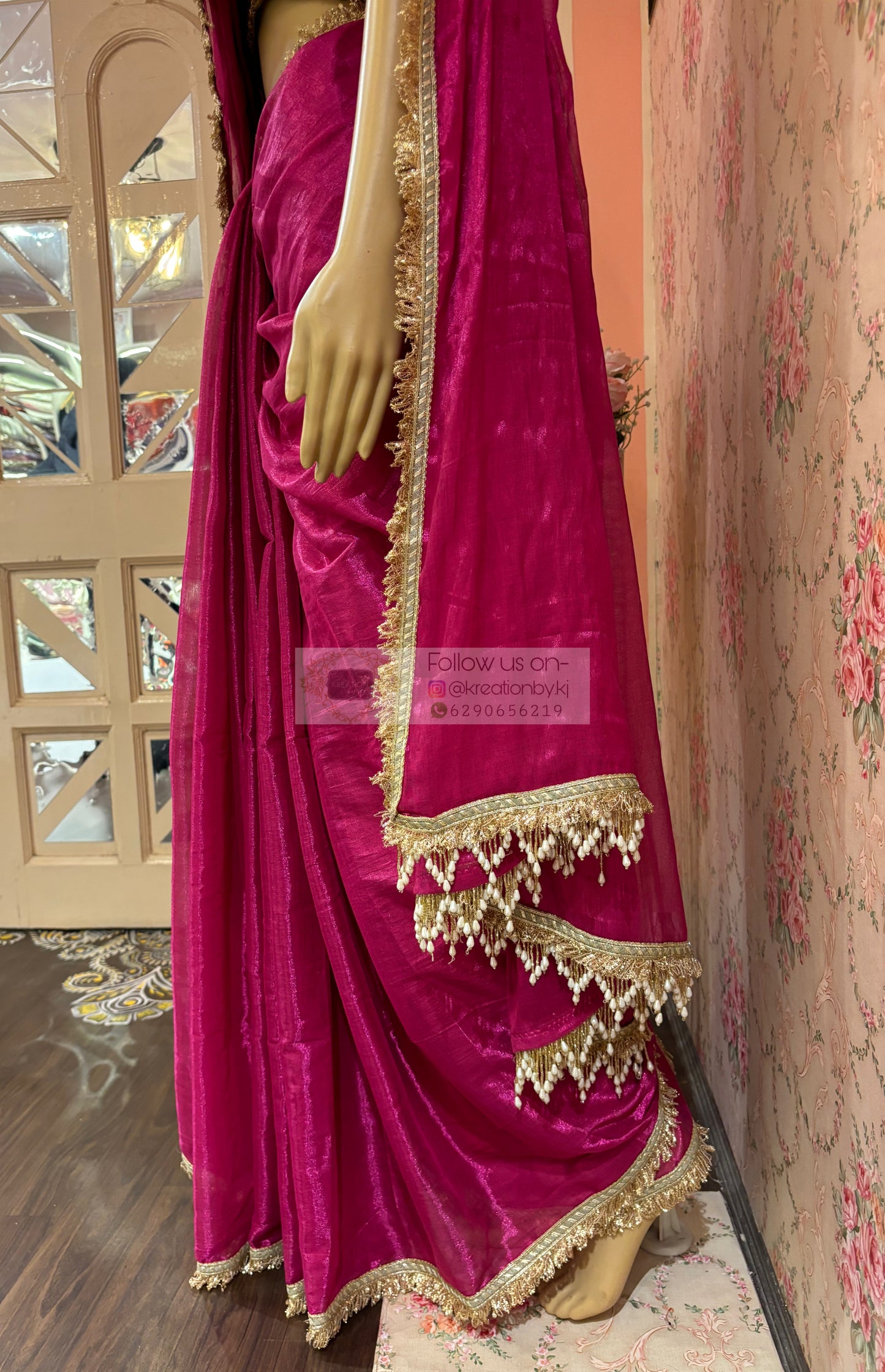 Gulabi Banno Tissue Saree