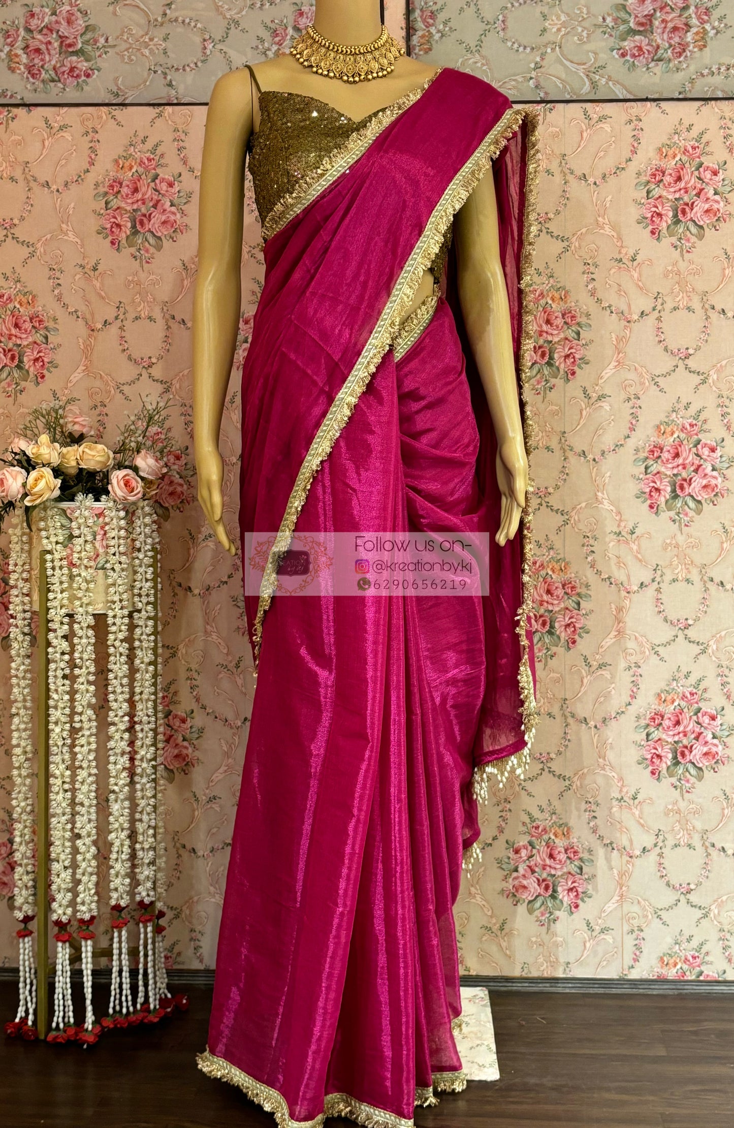 Gulabi Banno Tissue Saree
