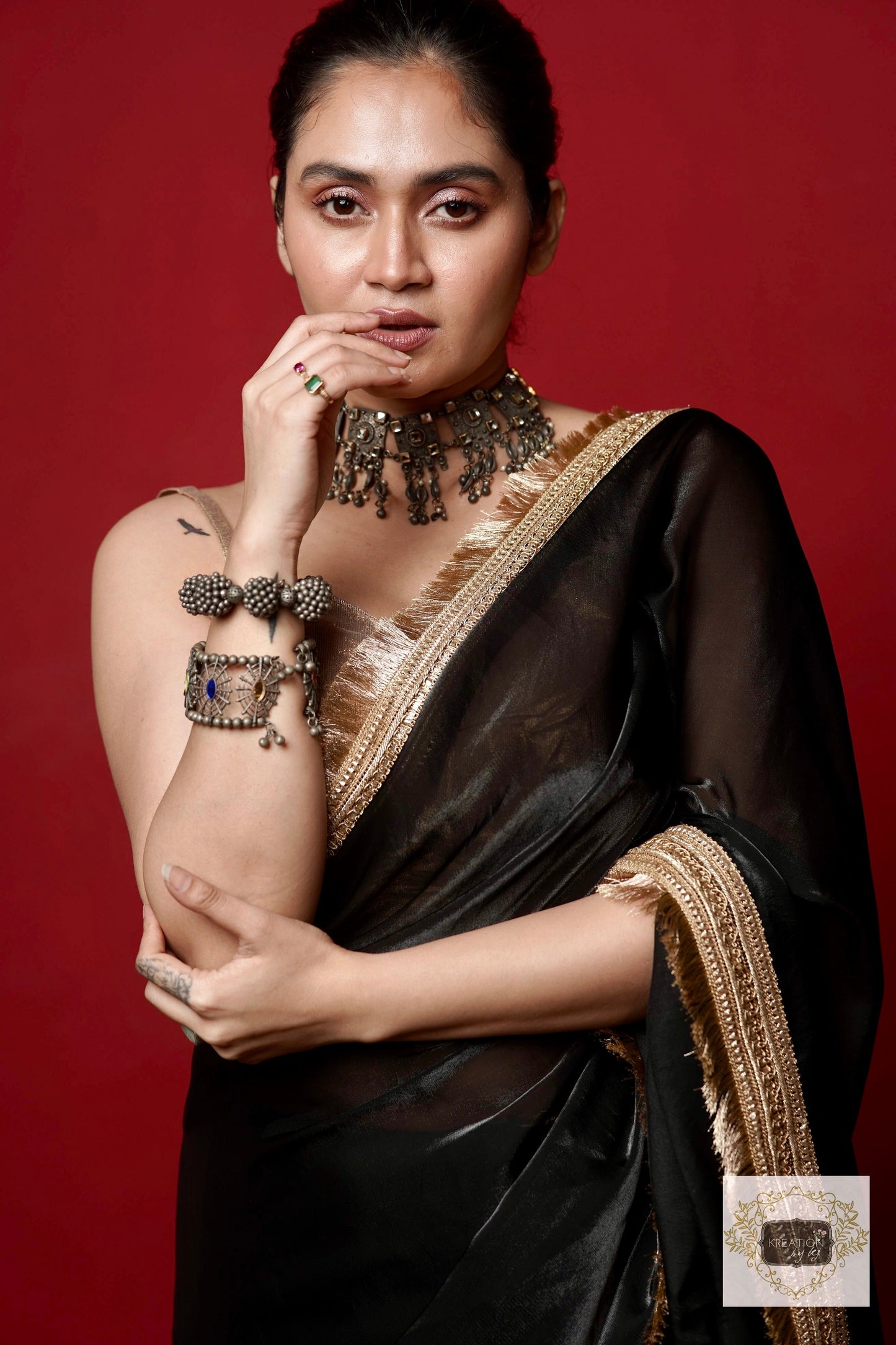 Black Banno Saree kreationbykj