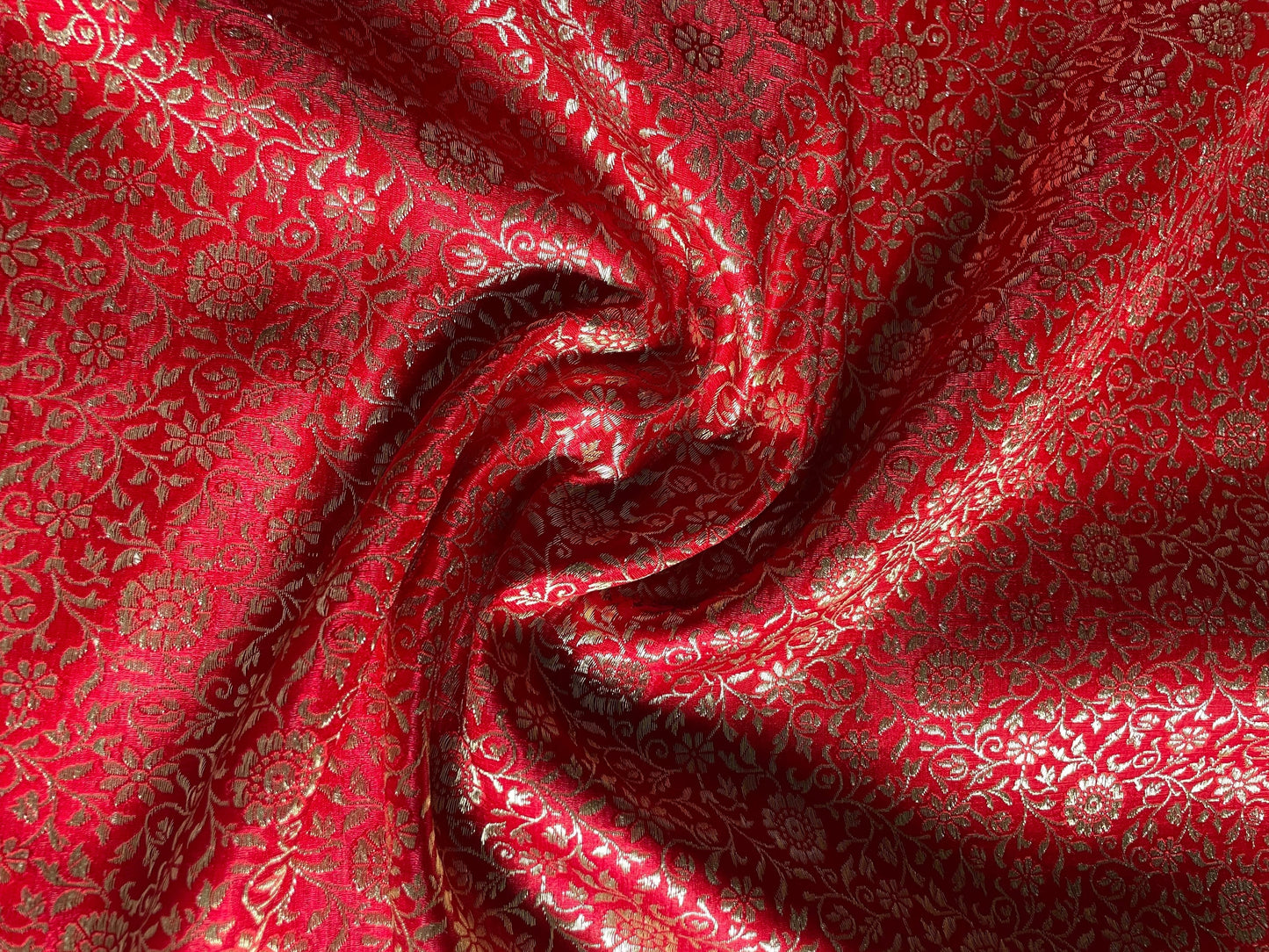 Golden Beige Crushed Tissue Saree with Red Border kreationbykj