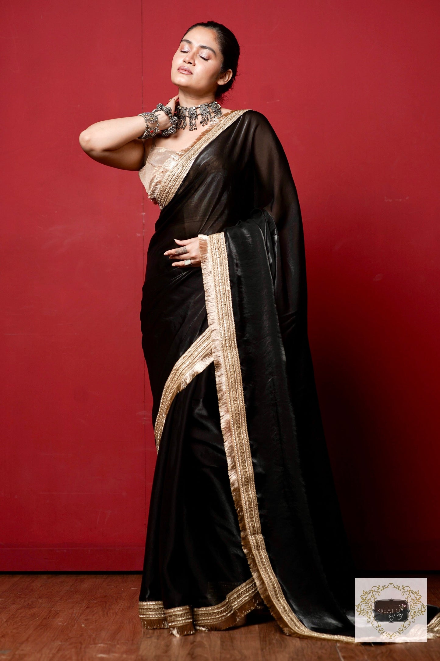 Black Banno Saree kreationbykj