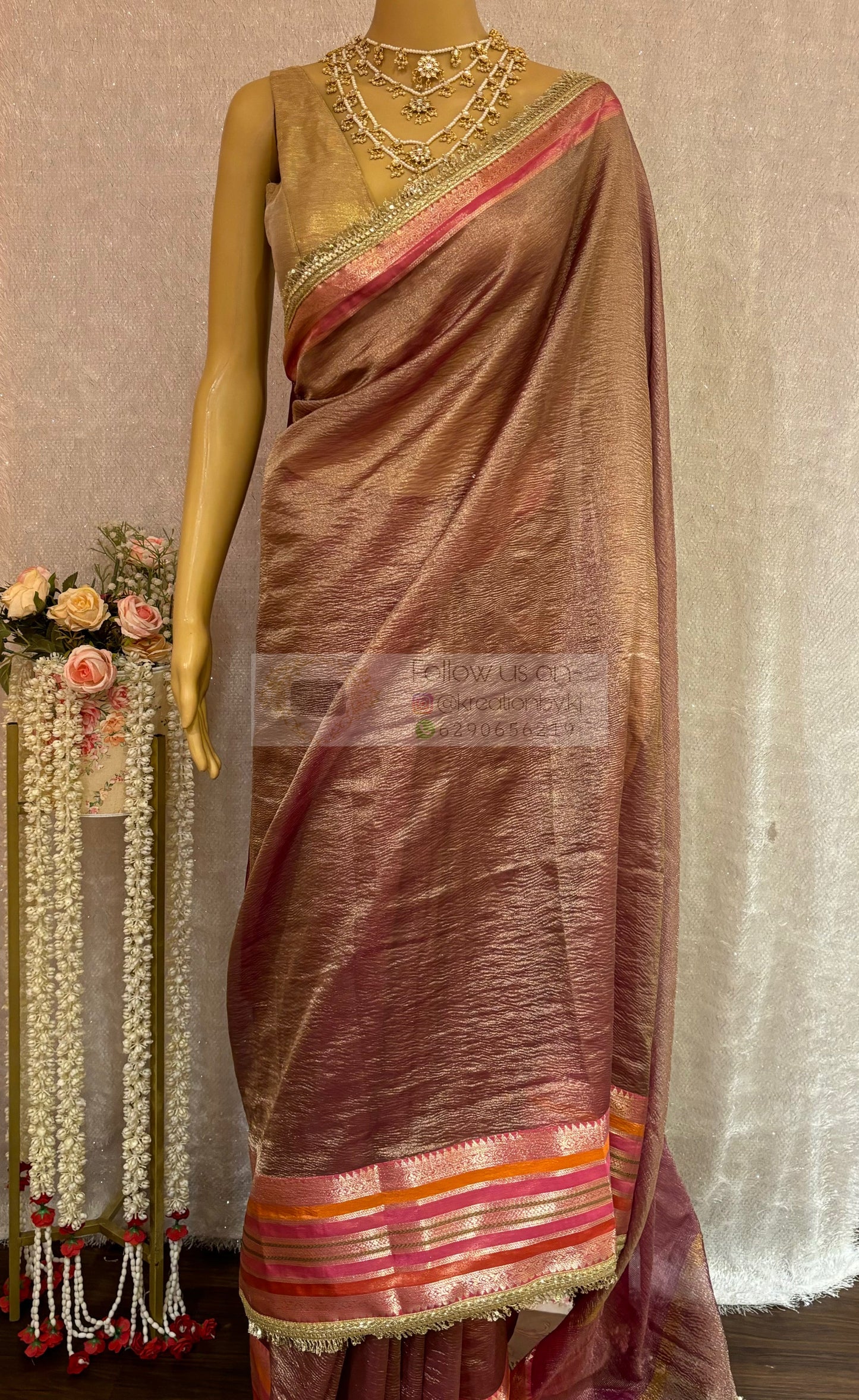 Chocolate Caramel Tissue Banarasi Saree kreationbykj