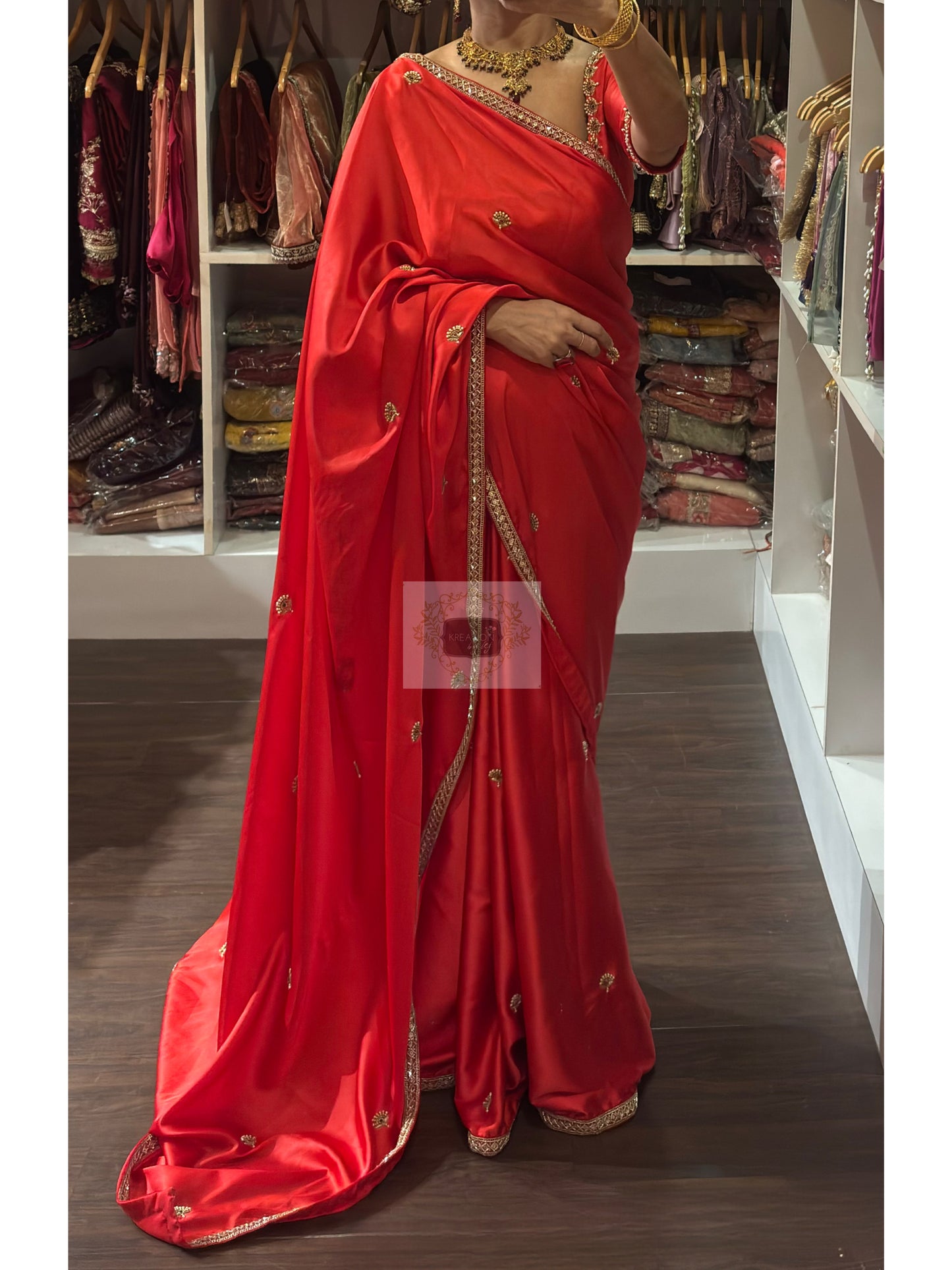 Crimson Red Kurmaie Saree