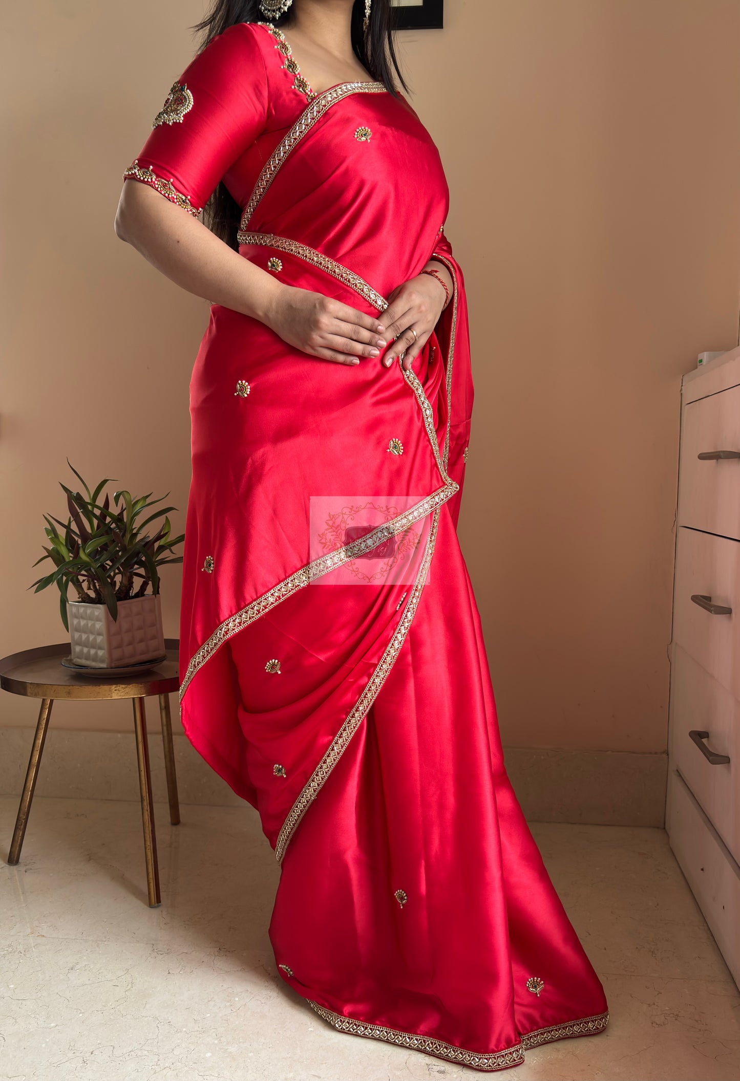 Crimson Red Kurmaie Saree