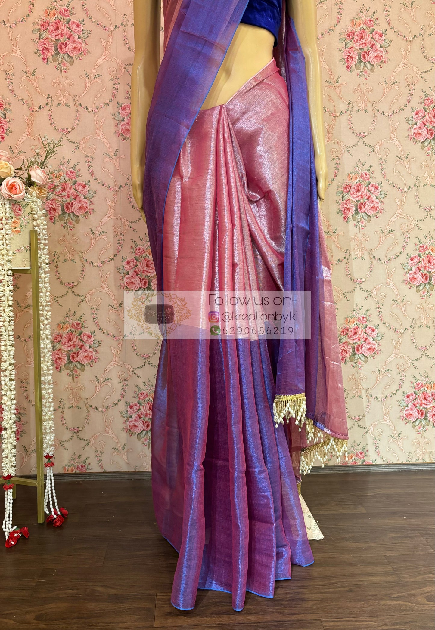 Pink Orchid Two in One Tissue Saree kreationbykj