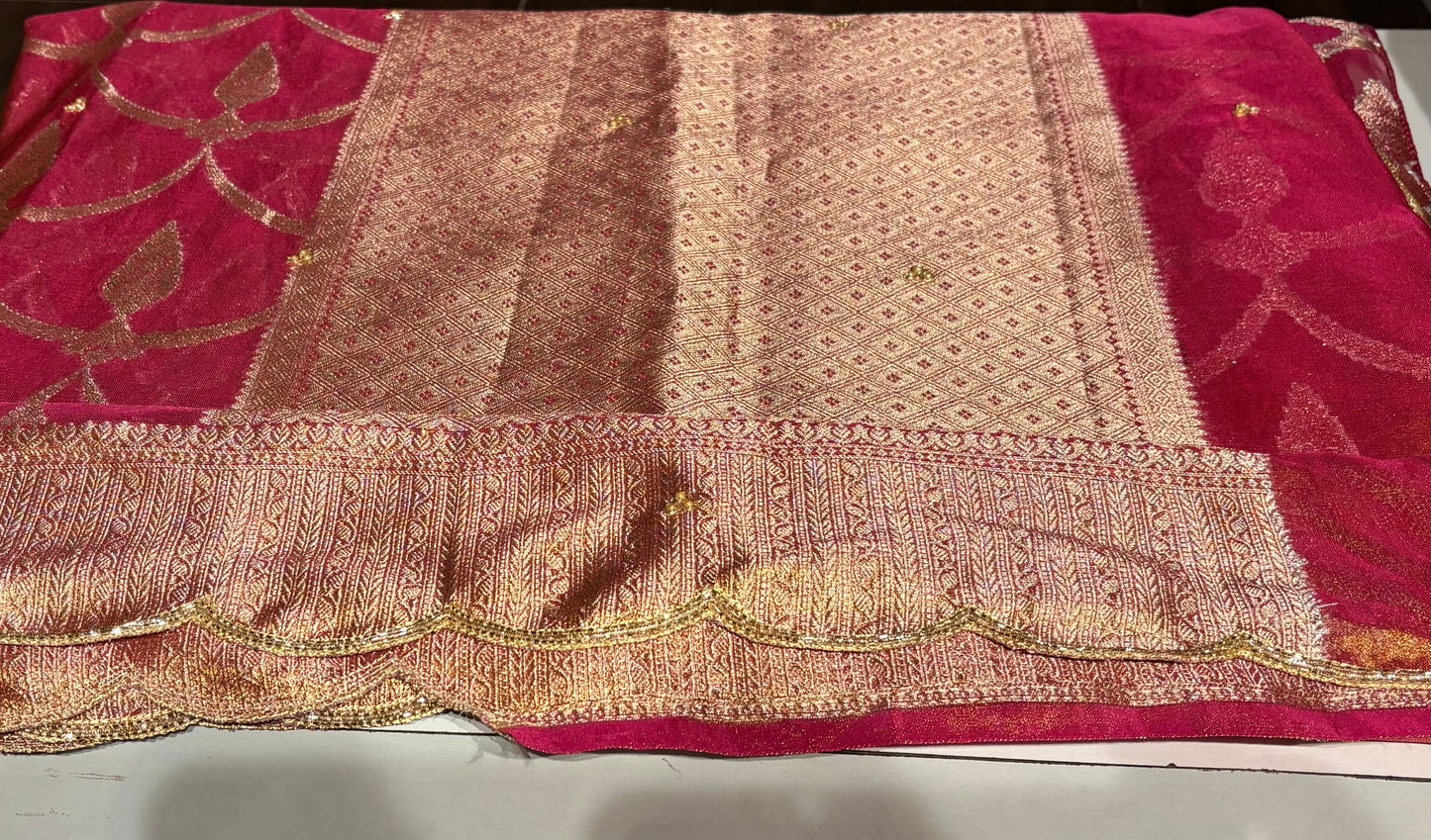 Pink Banarasi Tissue Piyali Saree For Wedding kreationbykj