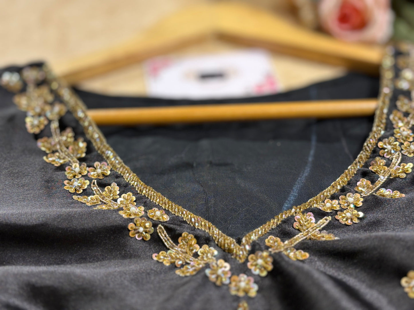 Black Taj Mahal Accent Blouse Piece kreationbykj