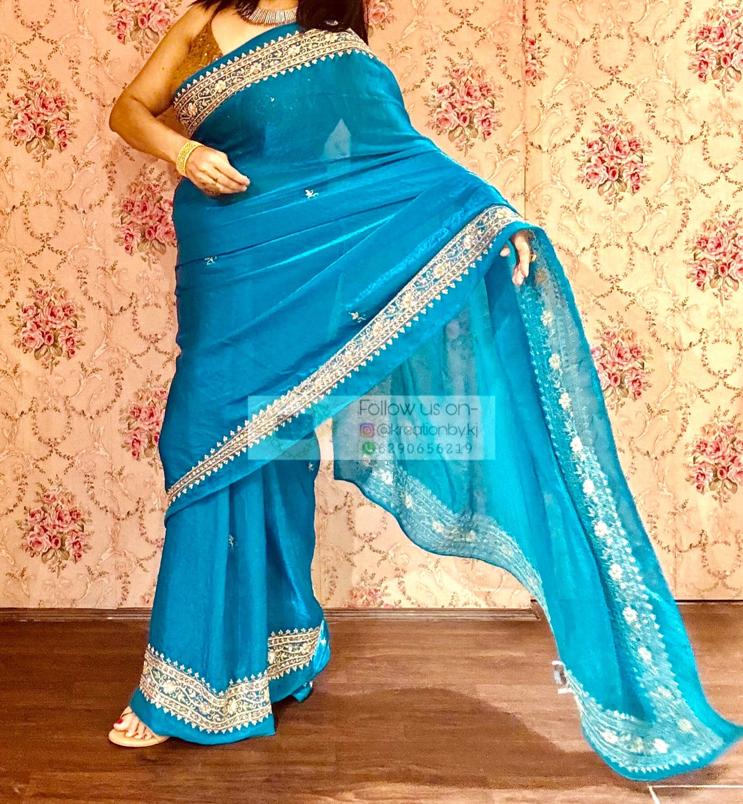 Persian Blue Zarina Saree kreationbykj
