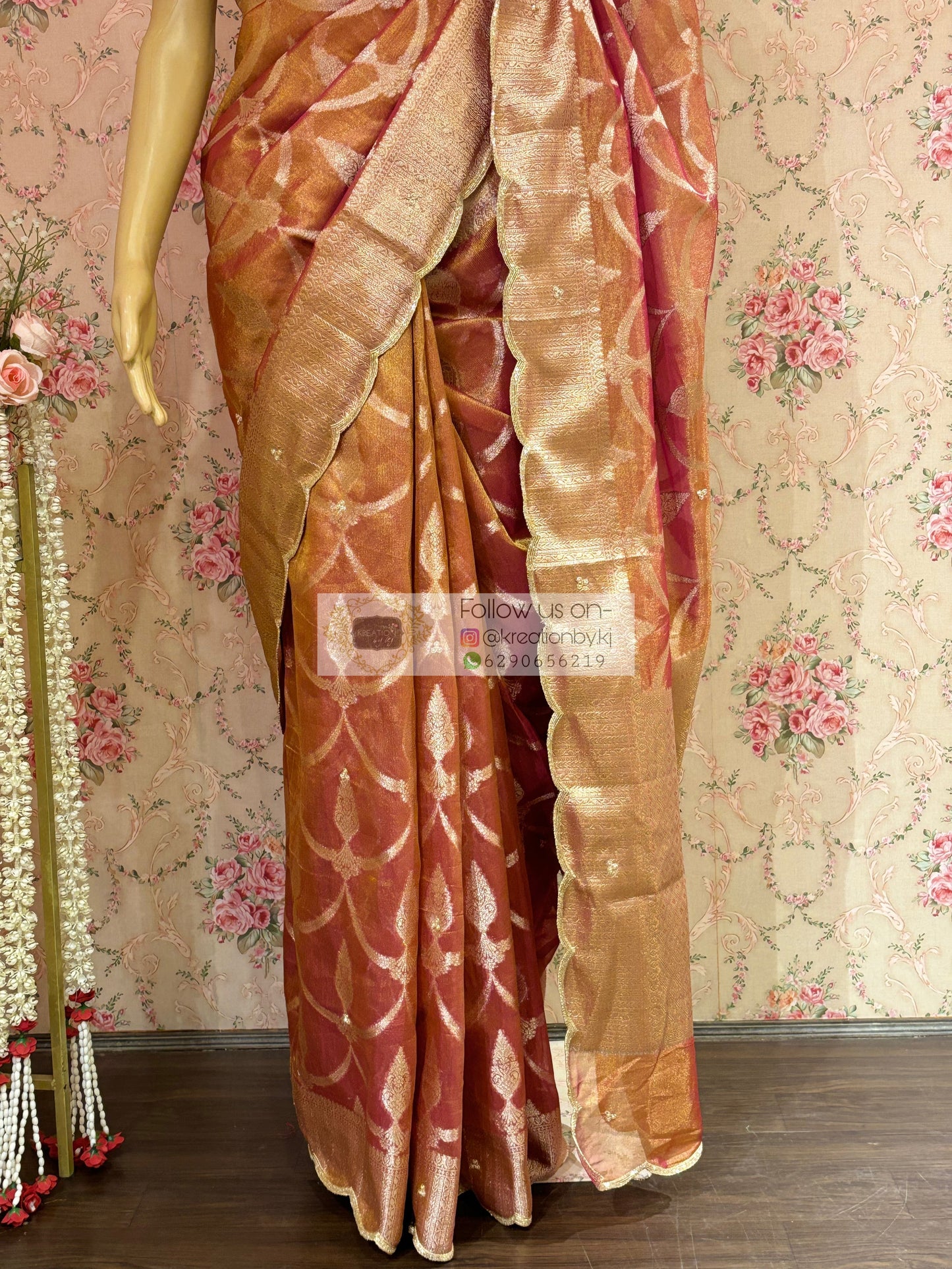 Pink Banarasi Tissue Piyali Saree For Wedding kreationbykj