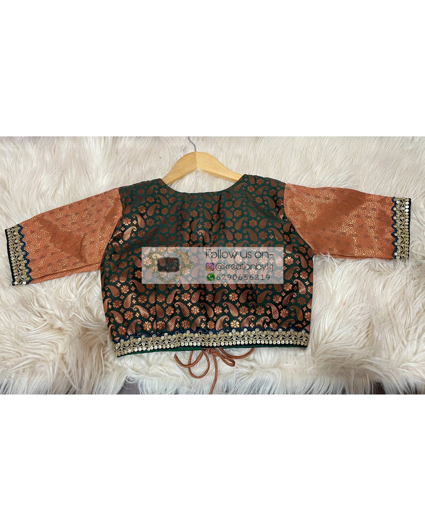 Copper Bottle Green Darbari Cut Blouse Koti Style kreationbykj