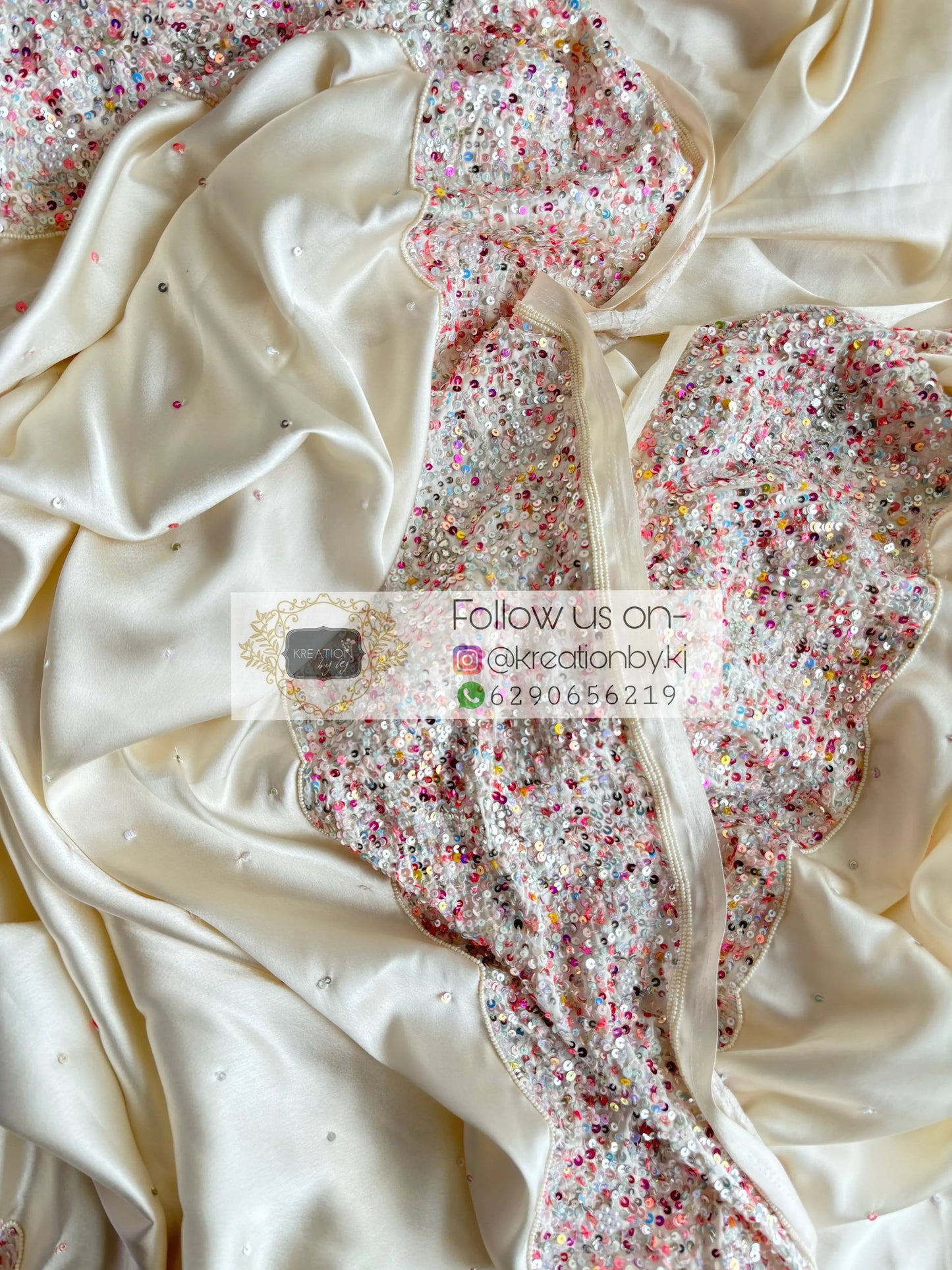 Cream Stardust Saree kreationbykj
